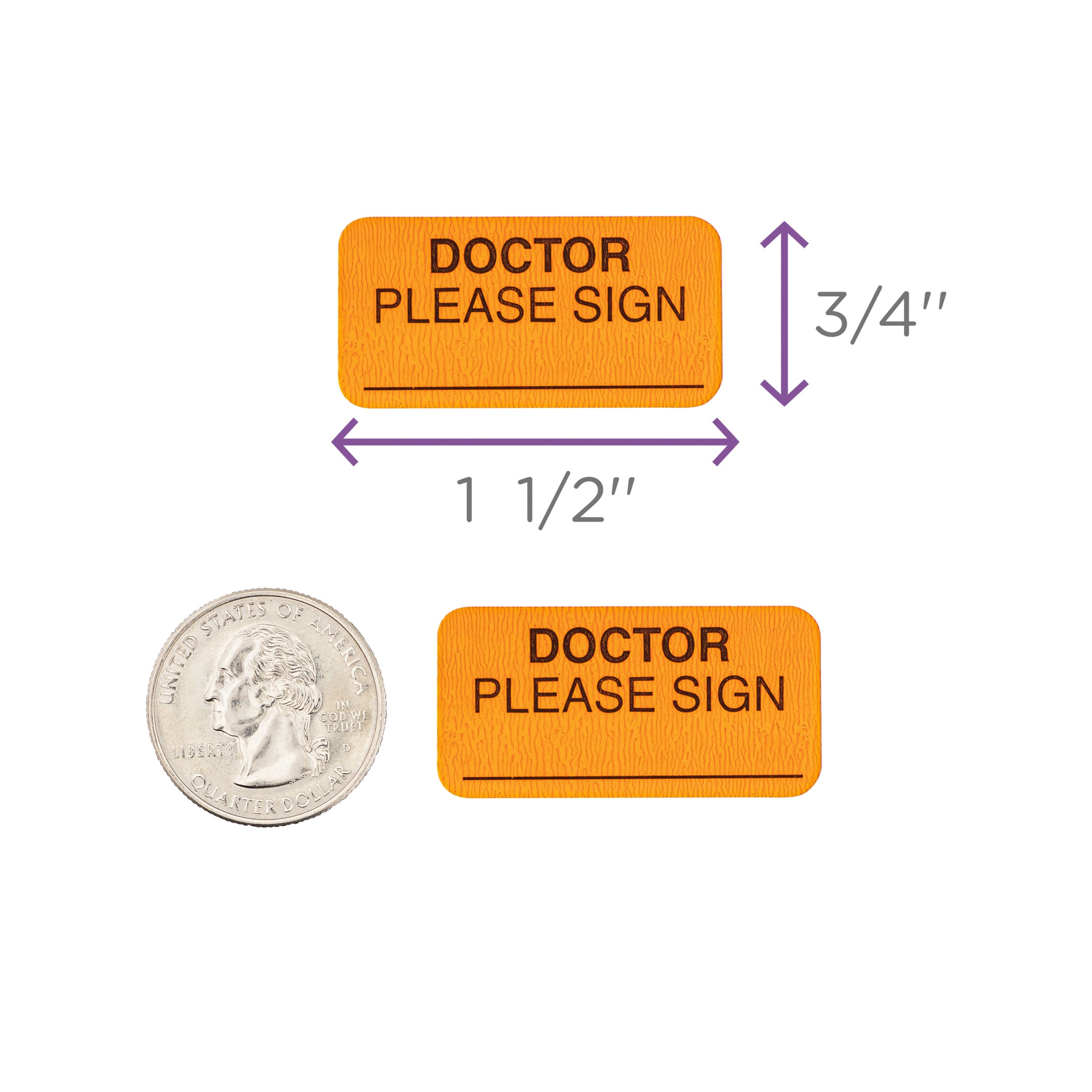 Doctor Please Sign Alert and Instruction Labels, Orange, W1.5" x H.75" (Roll of 100)