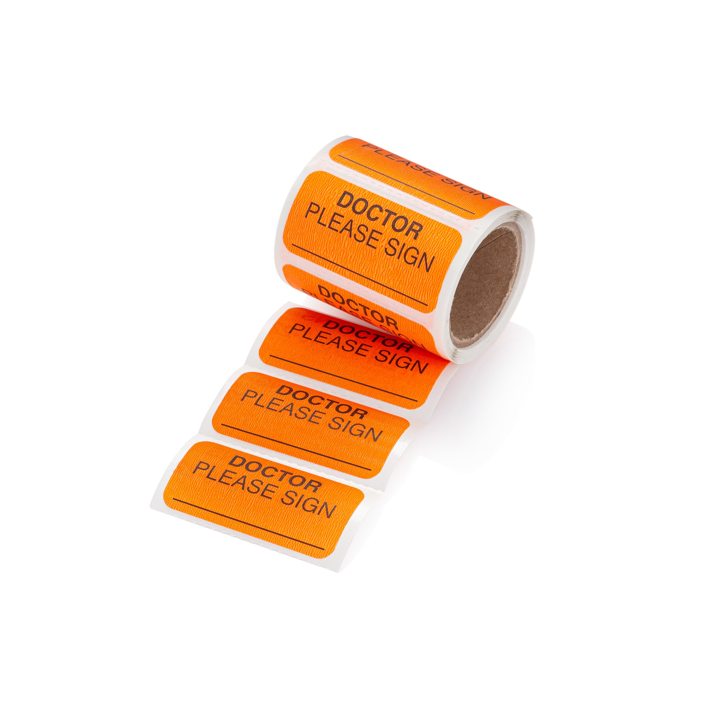 Doctor Please Sign Alert and Instruction Labels, Orange, W1.5" x H.75" (Roll of 100)