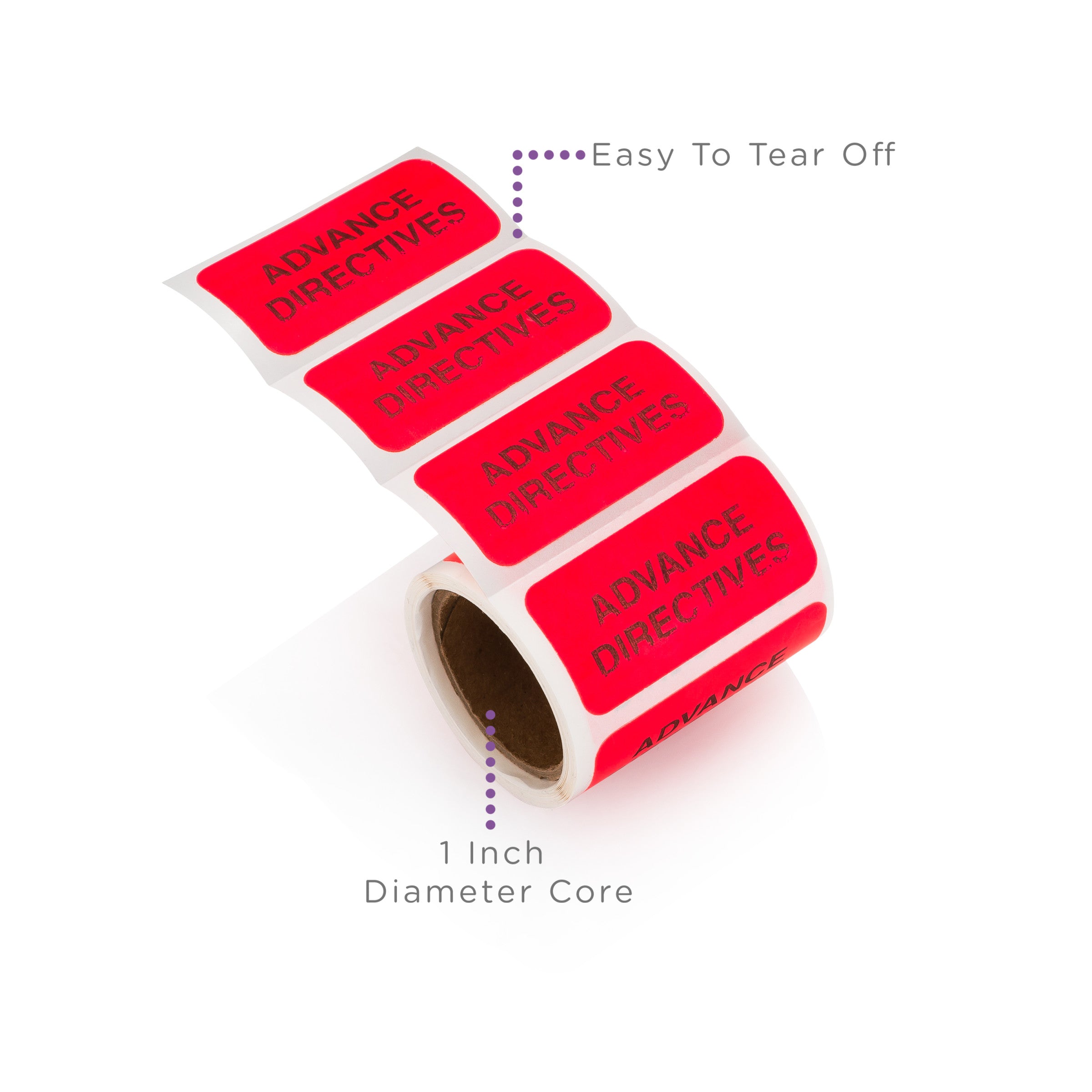 Advance Directives Alert and Instruction Labels, Red, W1.5" x H.75" (Roll of 100)