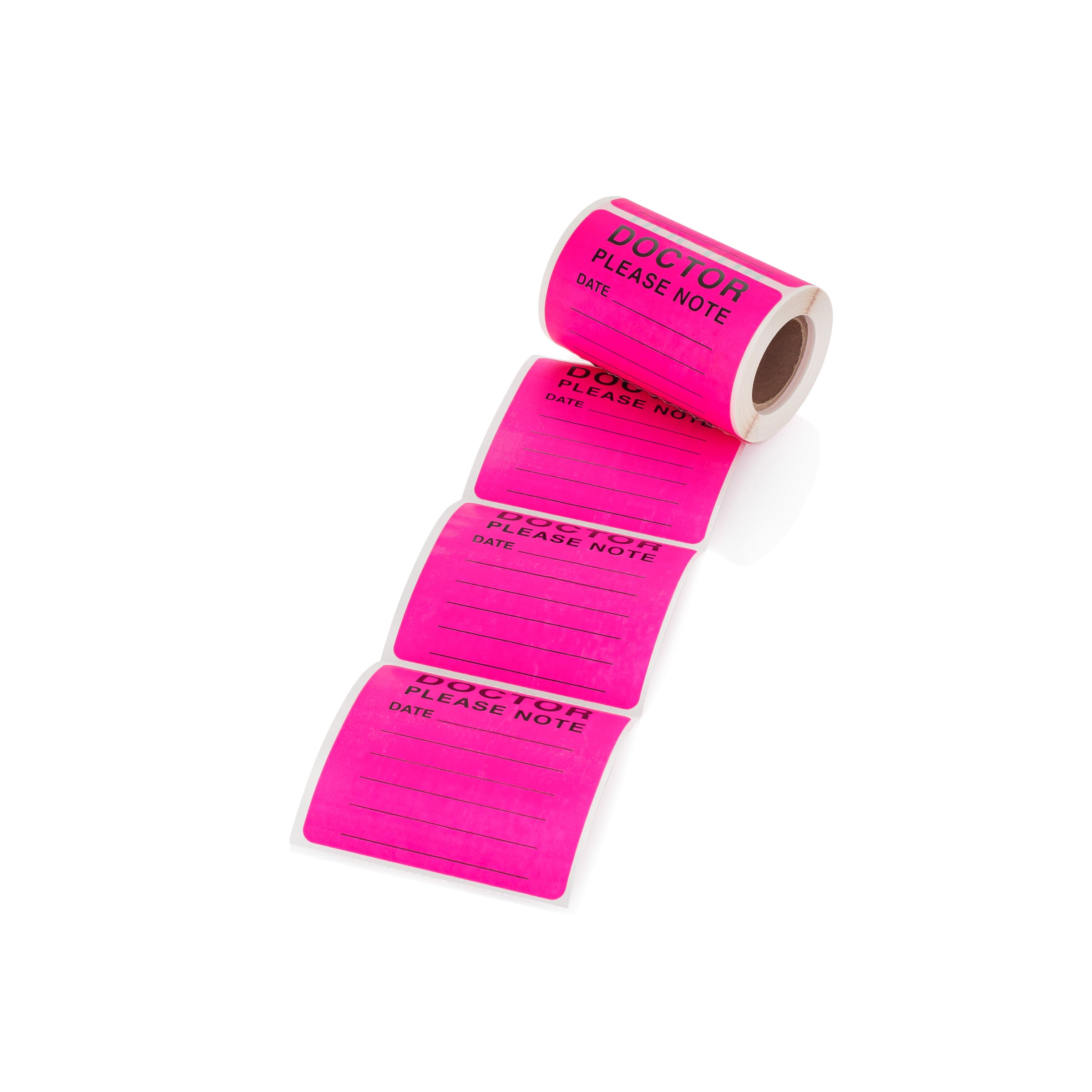 Doctor Please Note Alert and Instruction Labels, Pink, W2.5" x H.2.5" (Roll of 100)
