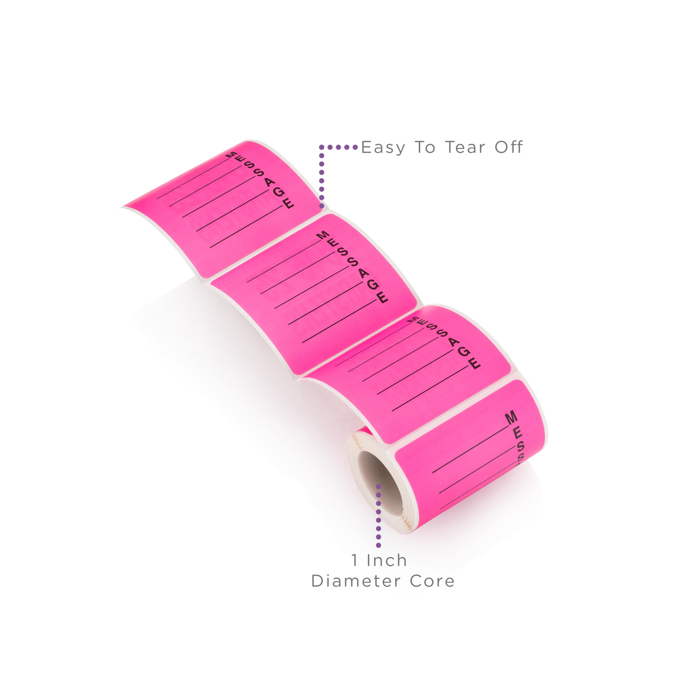 Message Alert and Instruction Labels, Pink, W2.5" x H.2.5" (Roll of 100)