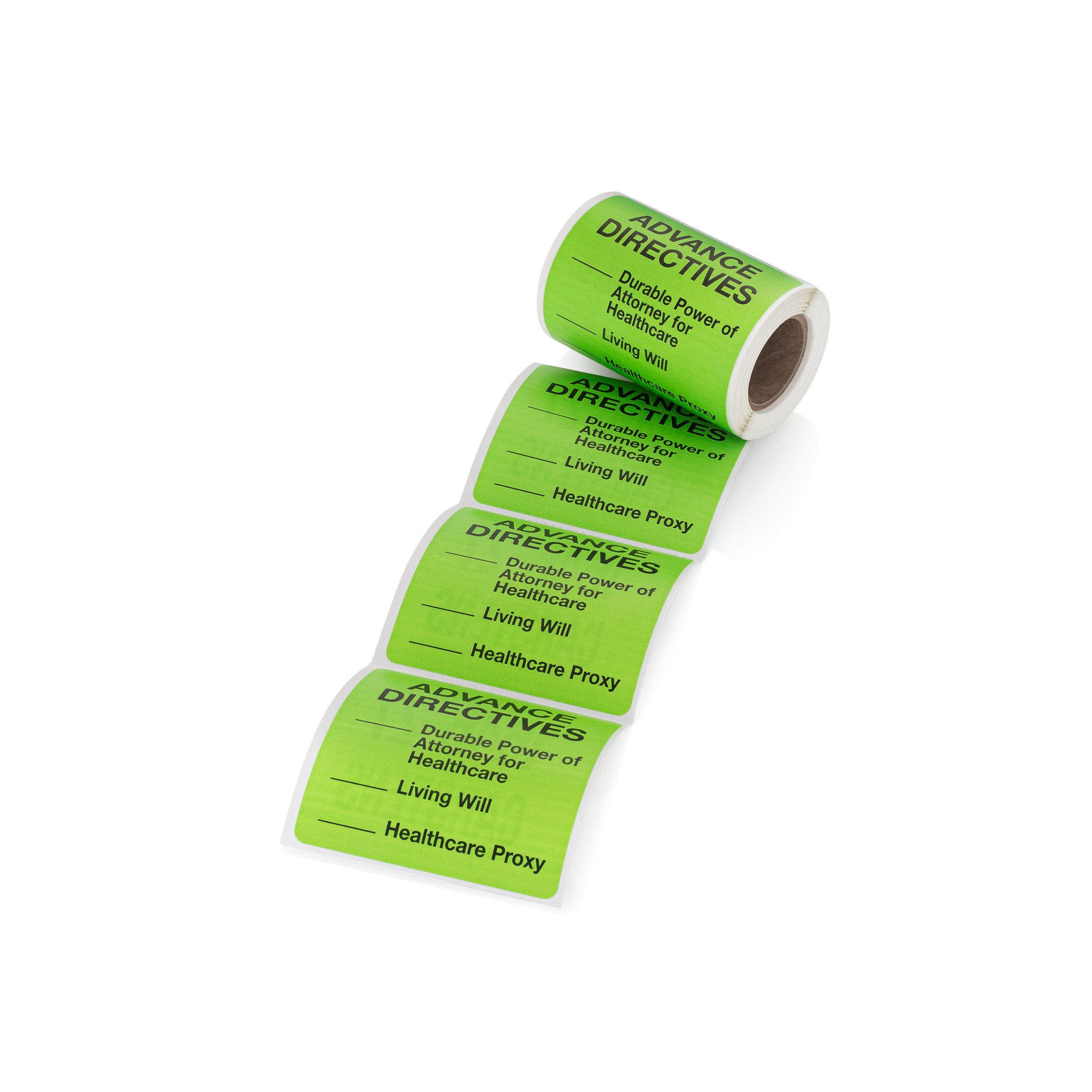 Advance Directives Alert and Instruction Label, Green, W2.5" x H.2.5" (Roll of 100)