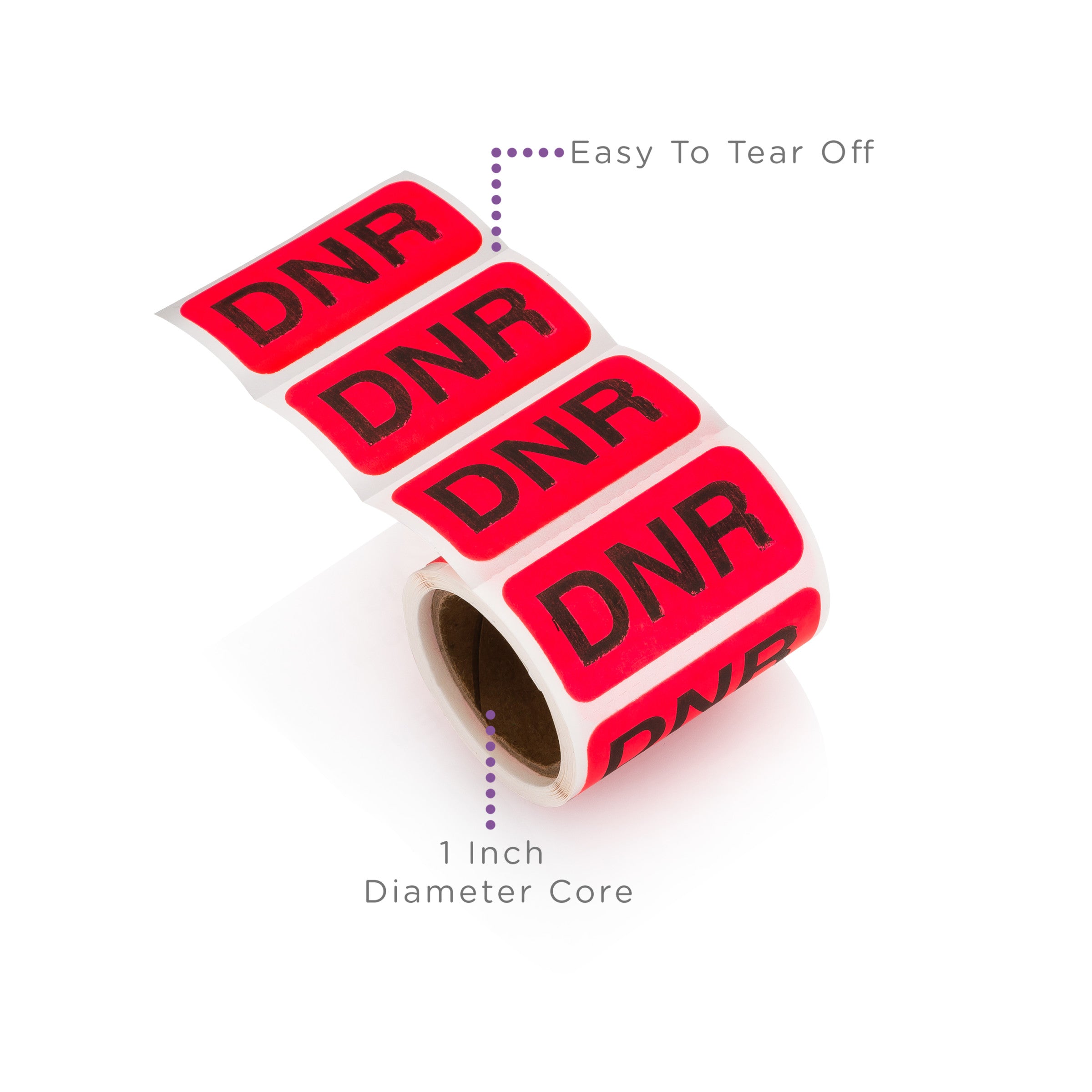 DNR Alert and Instruction Label, Red, W1.5" x H.75" (Roll of 100)