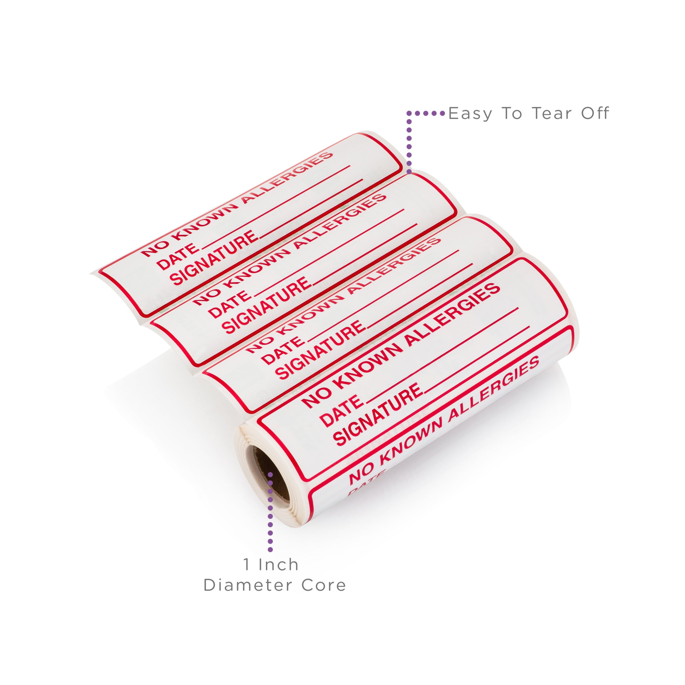 No Known Allergies Alert and Instruction Labels, White, W5.375" x H1.375" (Roll of 200)