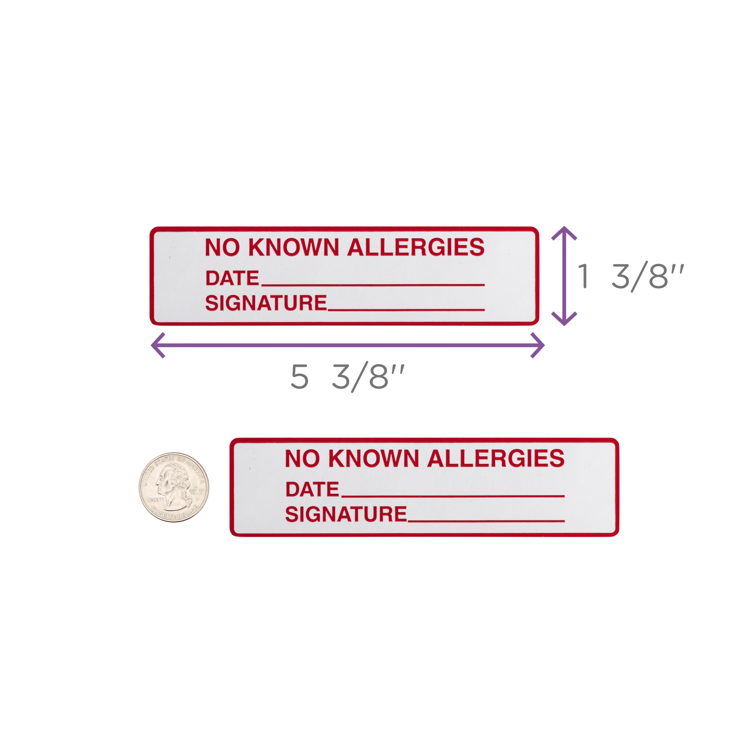 No Known Allergies Alert and Instruction Labels, White, W5.375" x H1.375" (Roll of 200)