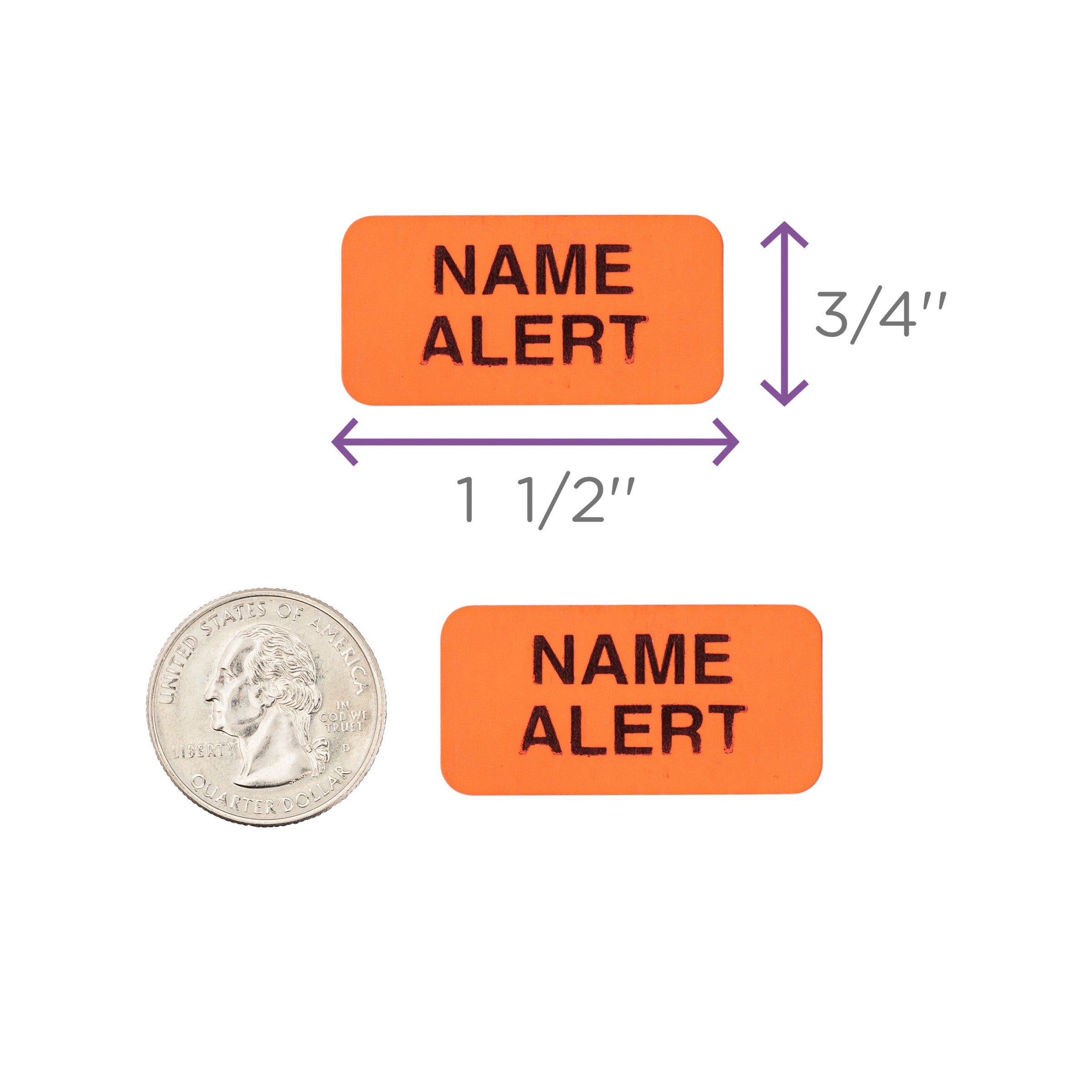 Name Alert, Alert and Instruction Labels, Red, W1.5" x H.75" (Roll of 100)