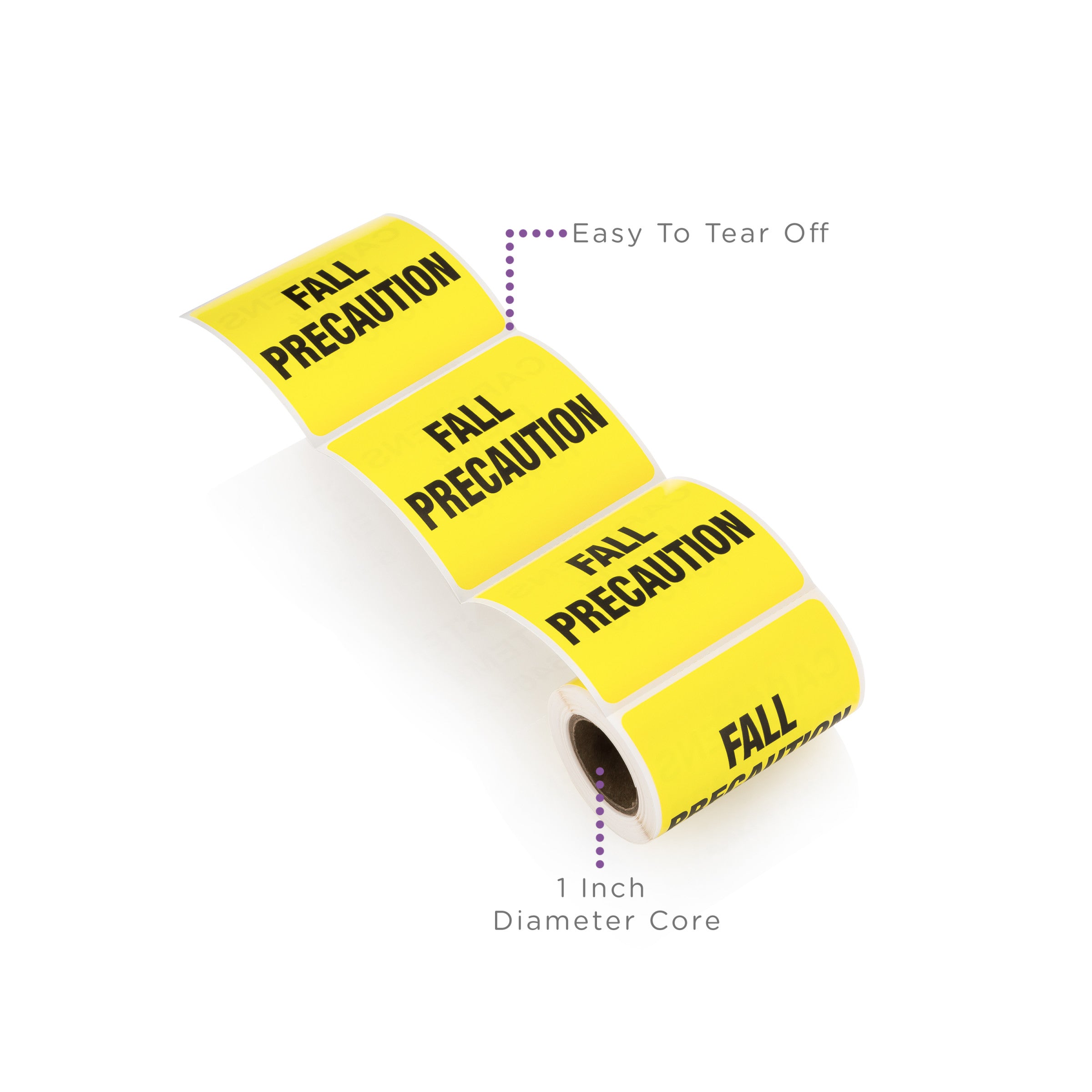 Fall Precaution Alert and Instruction Labels, Yellow, W2.5" x H.2.5" (Roll of 100)