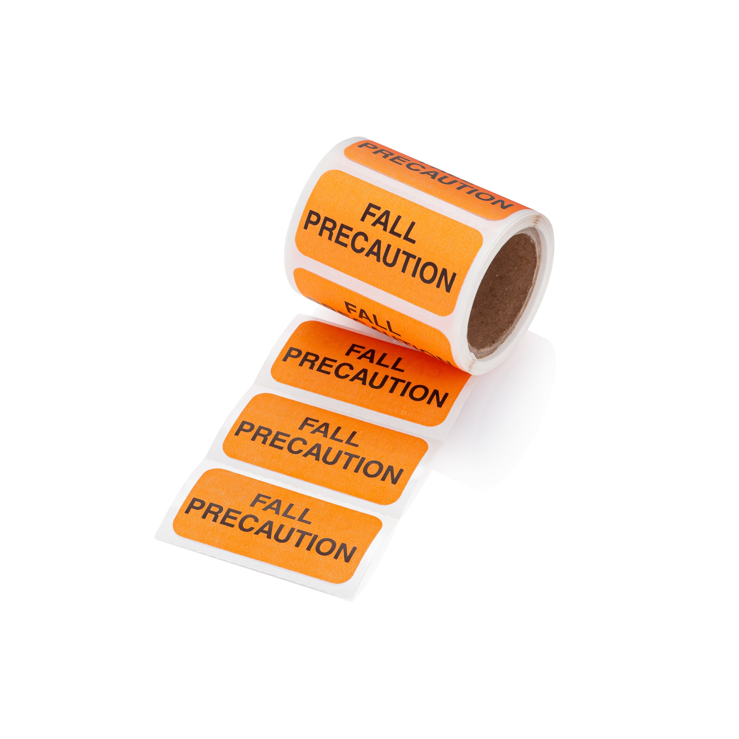 Fall Precaution Alert and Instruction Labels, Orange, W1.5" x H.75" (Roll of 100)