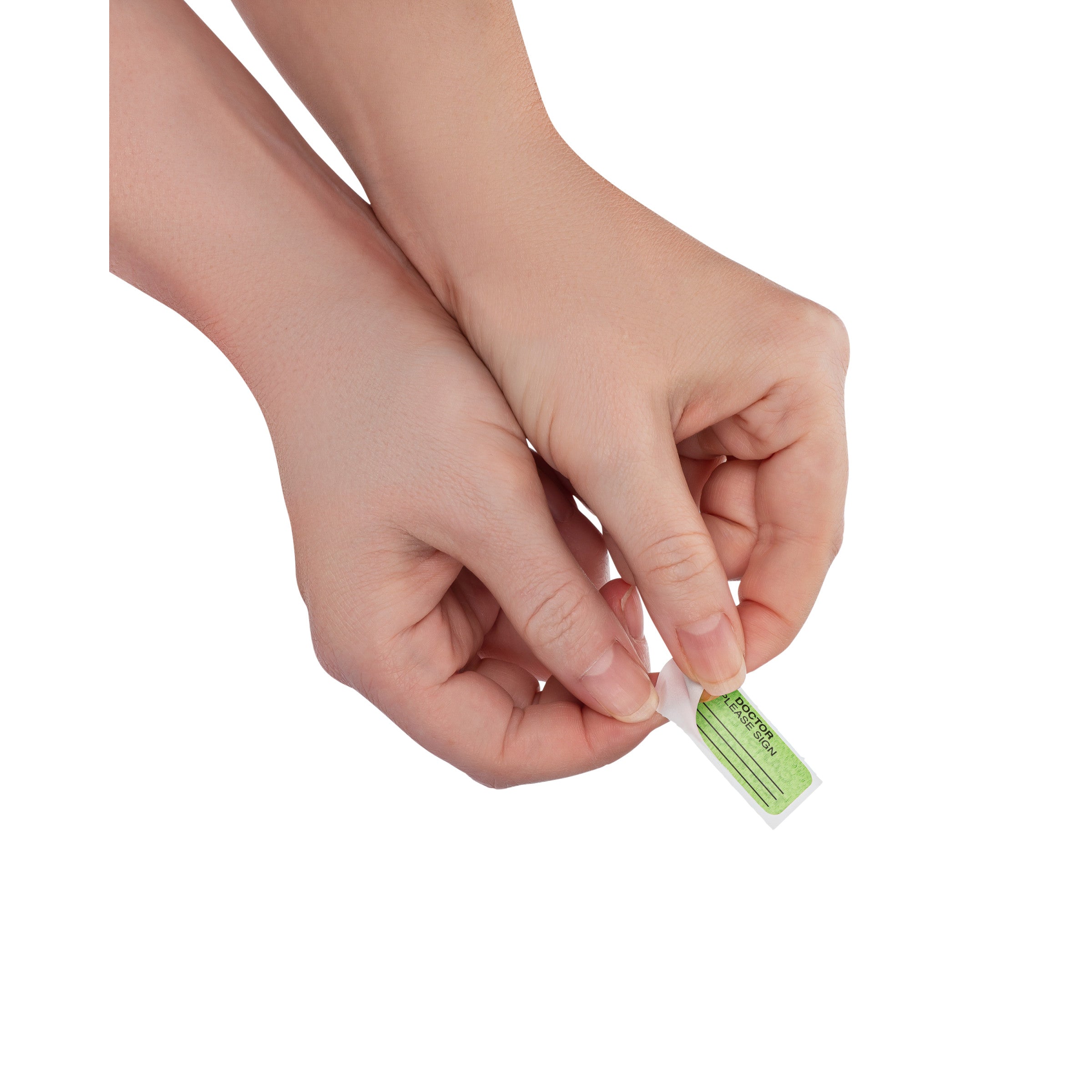 Doctor Please Sign Alert and Instruction Labels, Green, W1.5" x H.75" (Roll of 100)