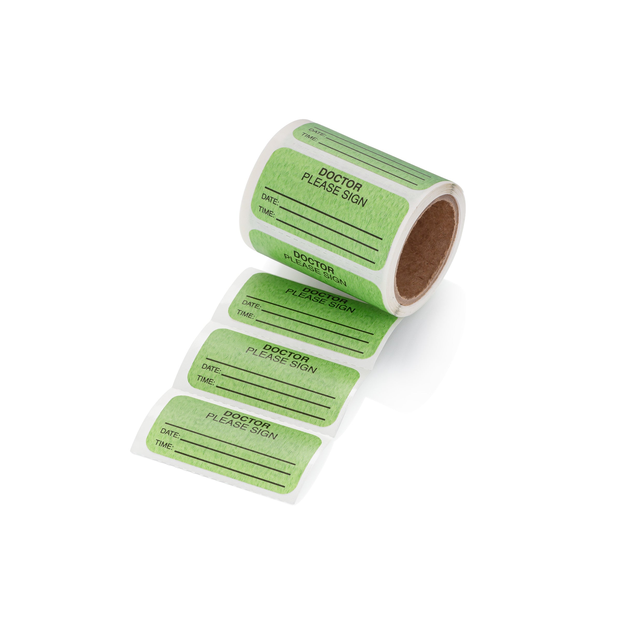 Doctor Please Sign Alert and Instruction Labels, Green, W1.5" x H.75" (Roll of 100)