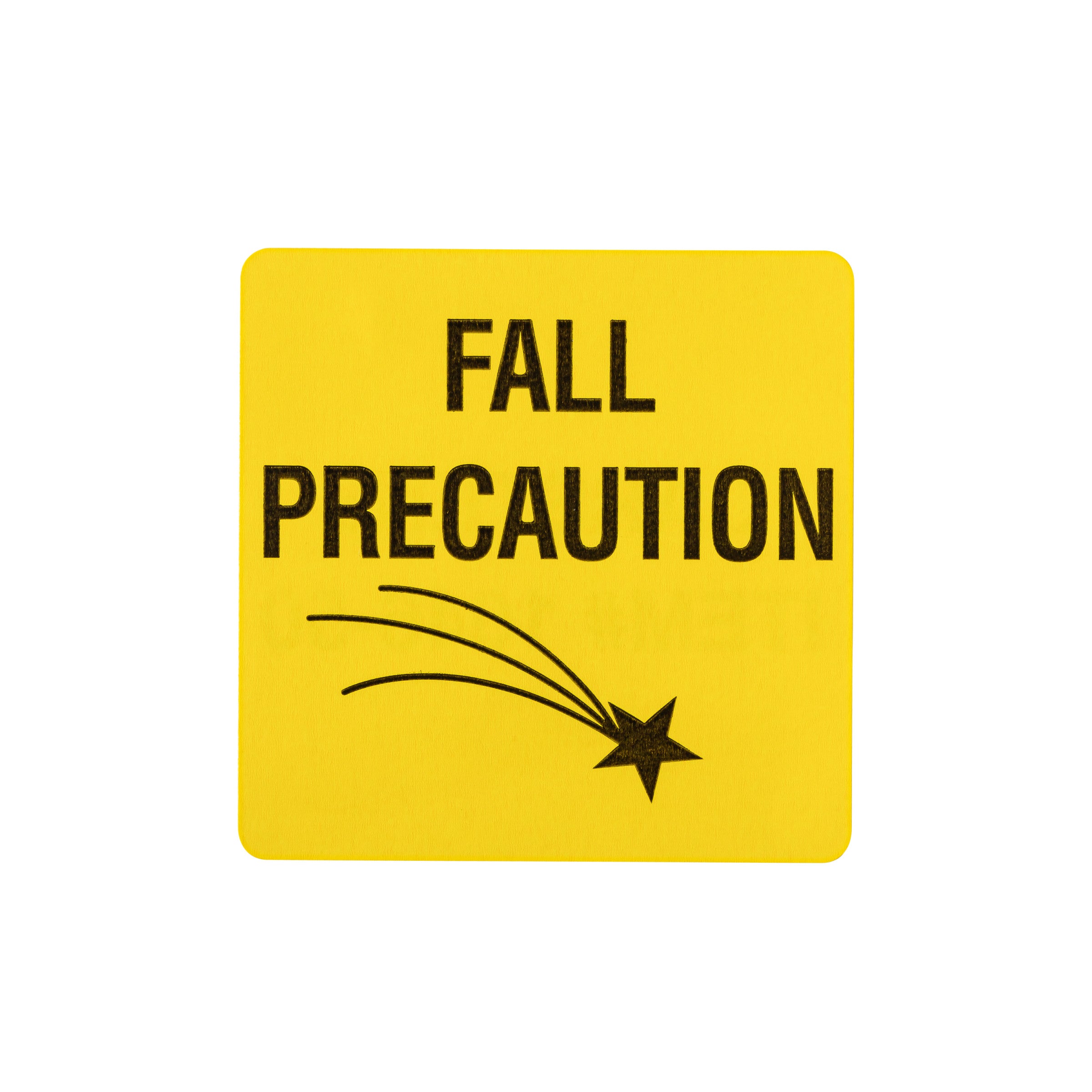 Fall Precaution with Star Alert and Instruction Labels, Yellow, W2.5" x H.2.5" (Roll of 100)