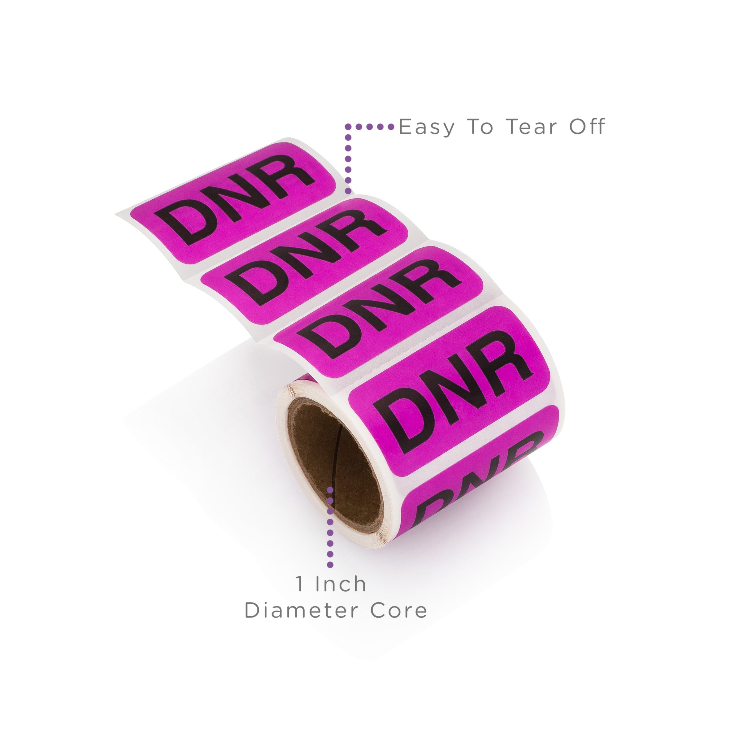 DNR Alert and Instruction Labels, Purple, W1.5" x H.75" (Roll of 100)