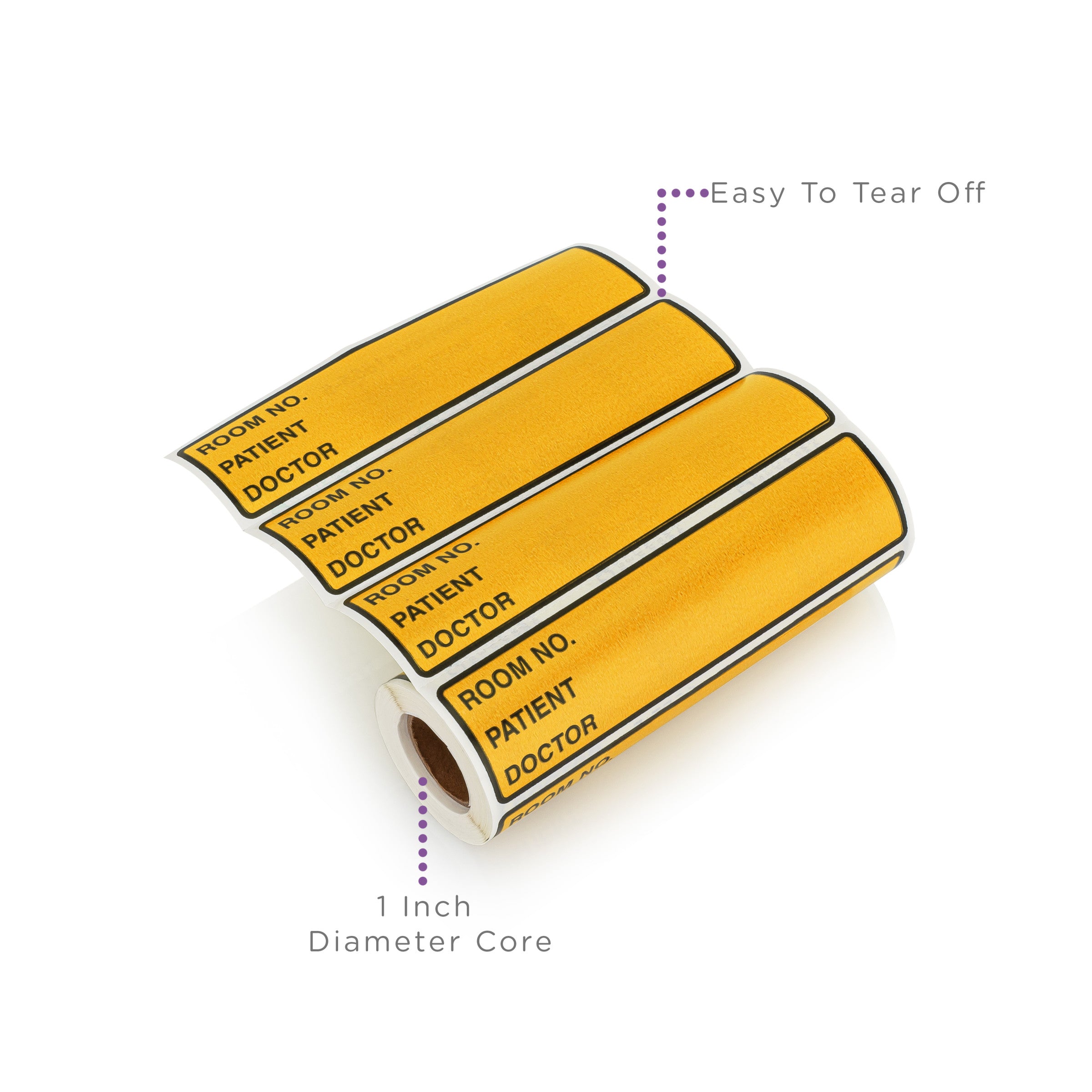 Room No. / Patient / Doctor Preprinted ID Labels for 1.5 – 4” Ring Binder Spines - Roll of 200