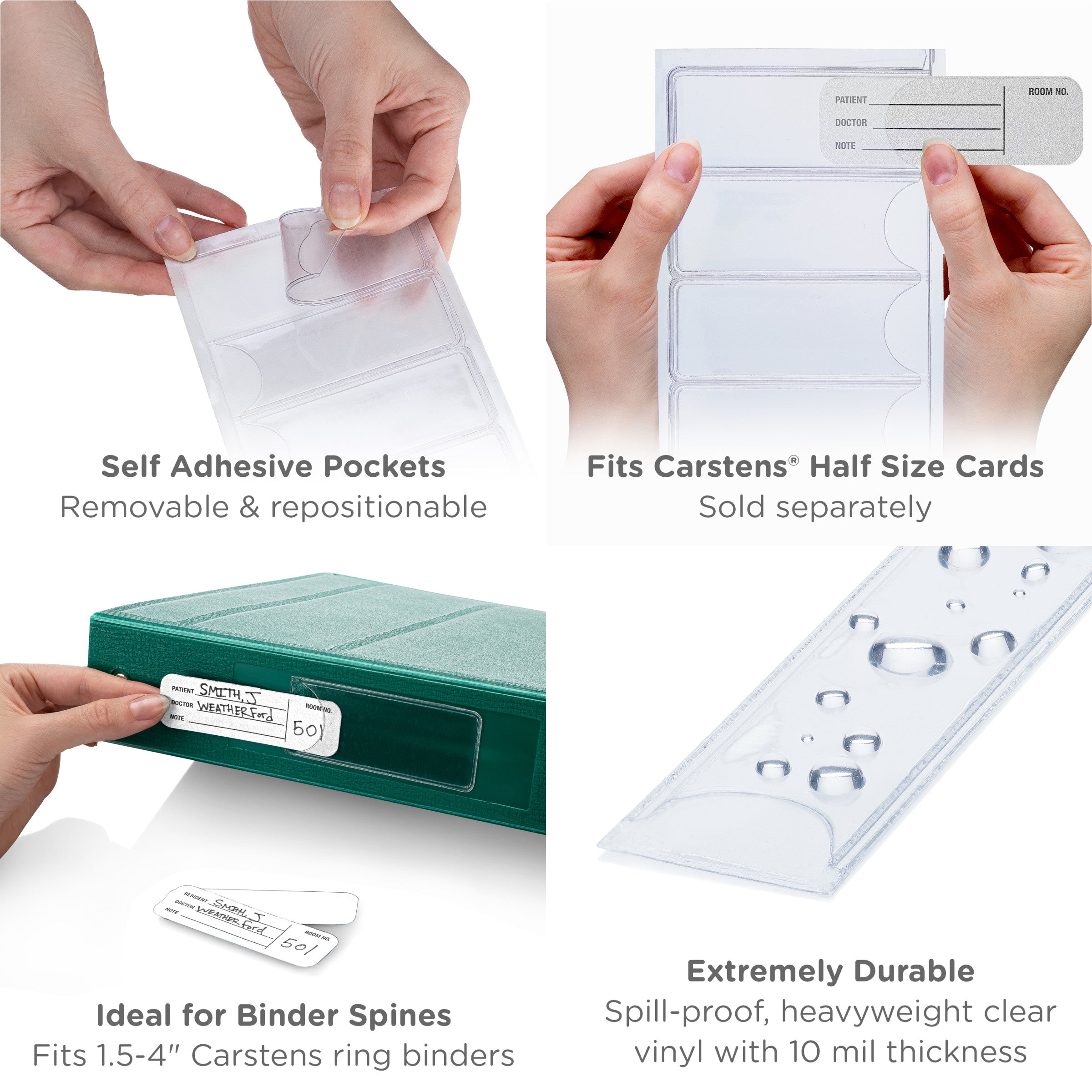 Half Size Self Adhesive Card Pocket, 60 Pack