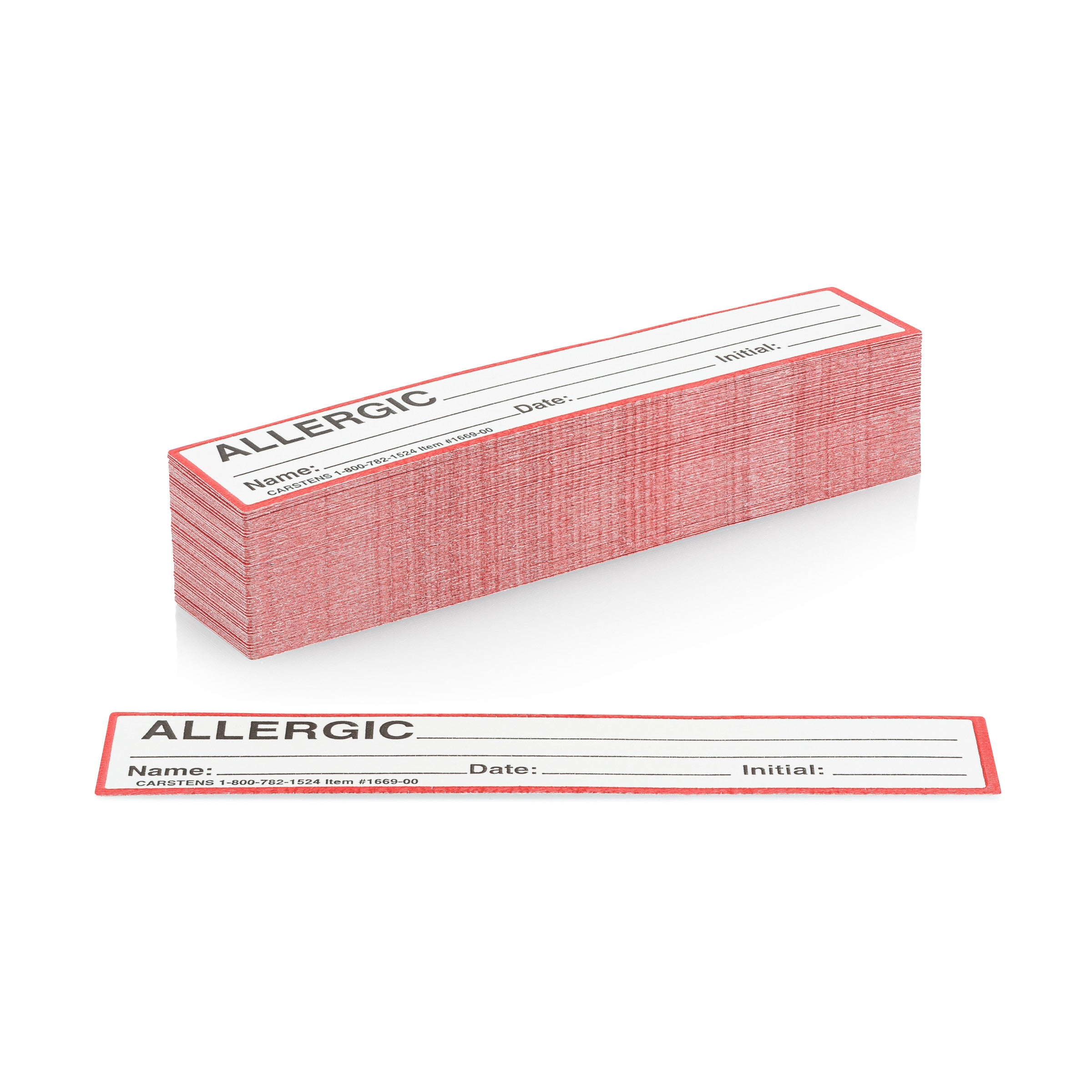Allergic with Signature Line Alert/Instruction Card, White, W5.25" x H1" (100 pack)
