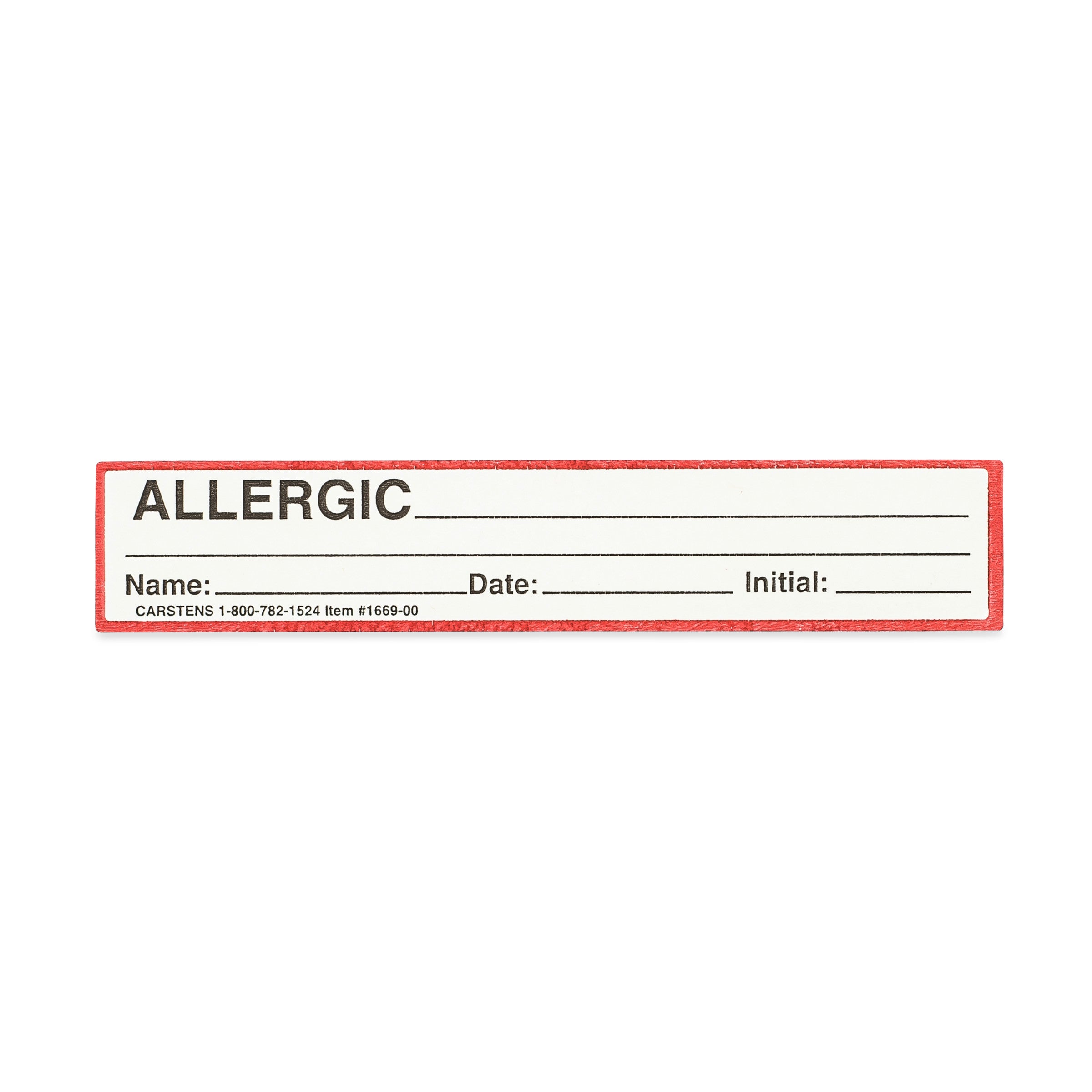 Allergic with Signature Line Alert/Instruction Card, White, W5.25" x H1" (100 pack)