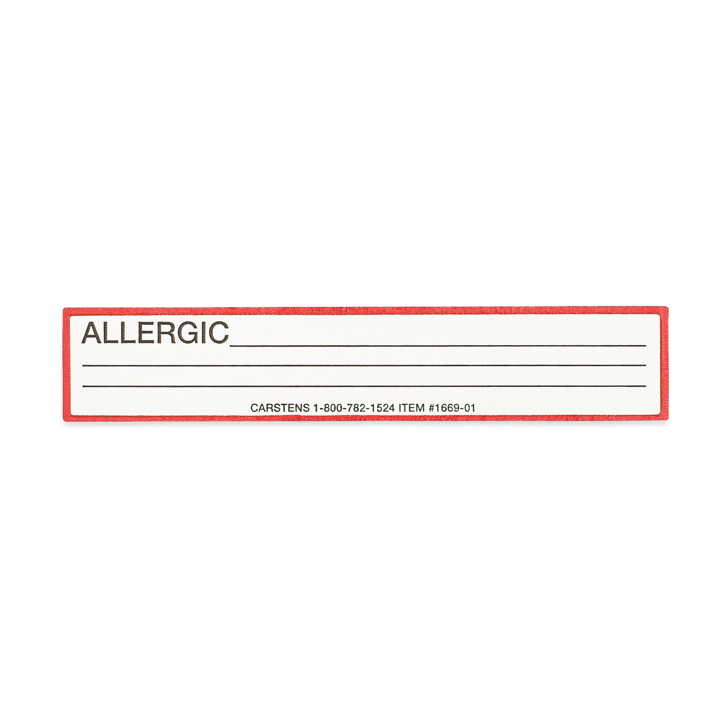 Allergic Alert/Instruction Card, White, W5.25" x H1" (100 pack)