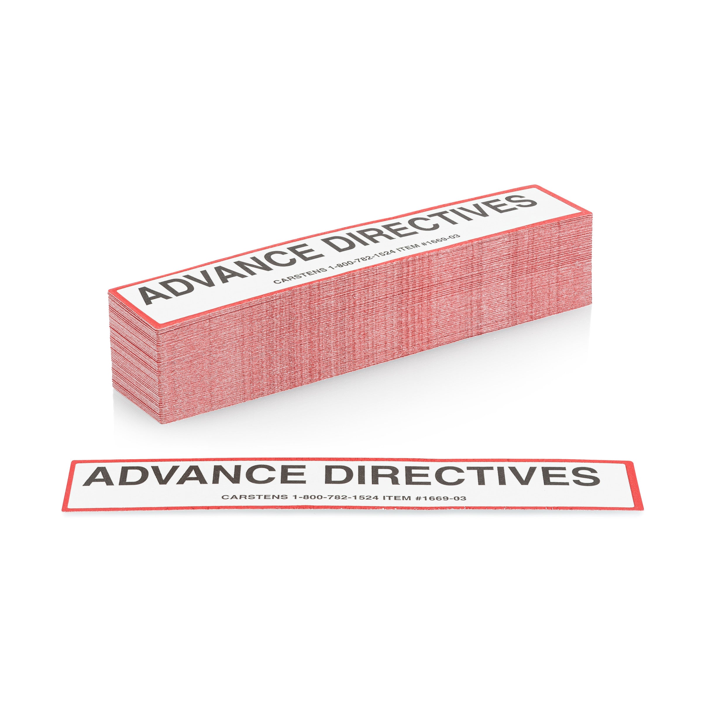 Advance Directives Alert/Instruction Card, White, W5.25" x H1" (100 pack)