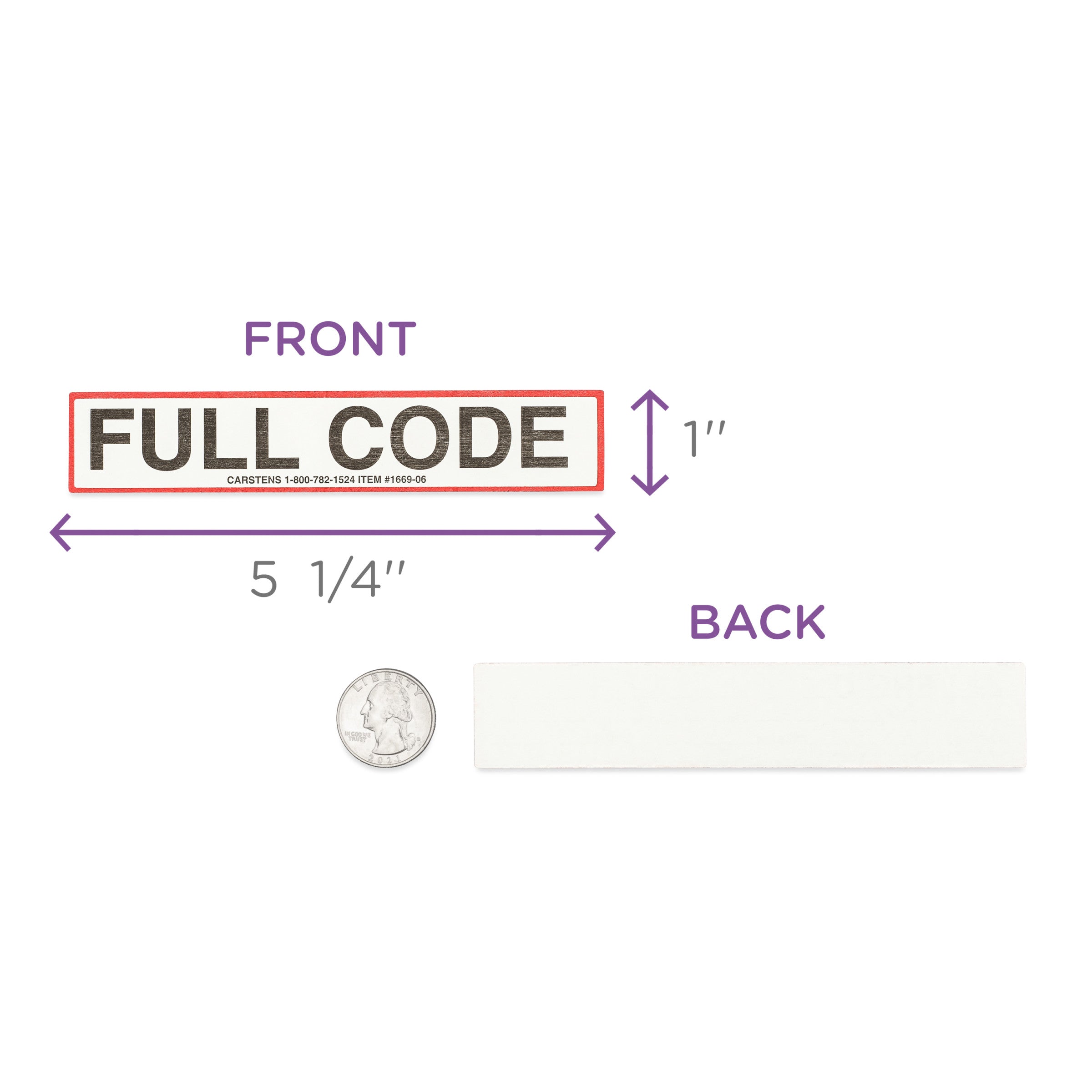 Full Code Alert/Instruction Card, White, W5.25" x H1" (100 pack)