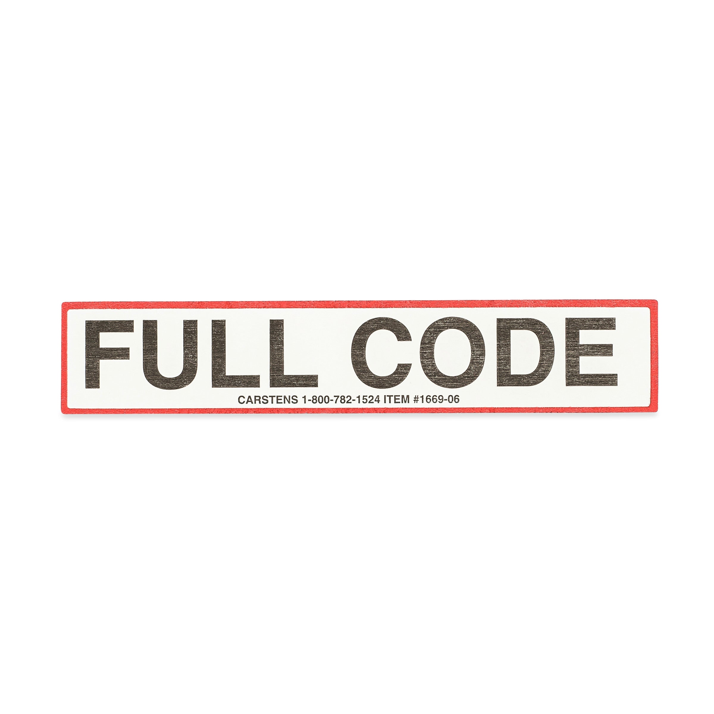 Full Code Alert/Instruction Card, White, W5.25" x H1" (100 pack)