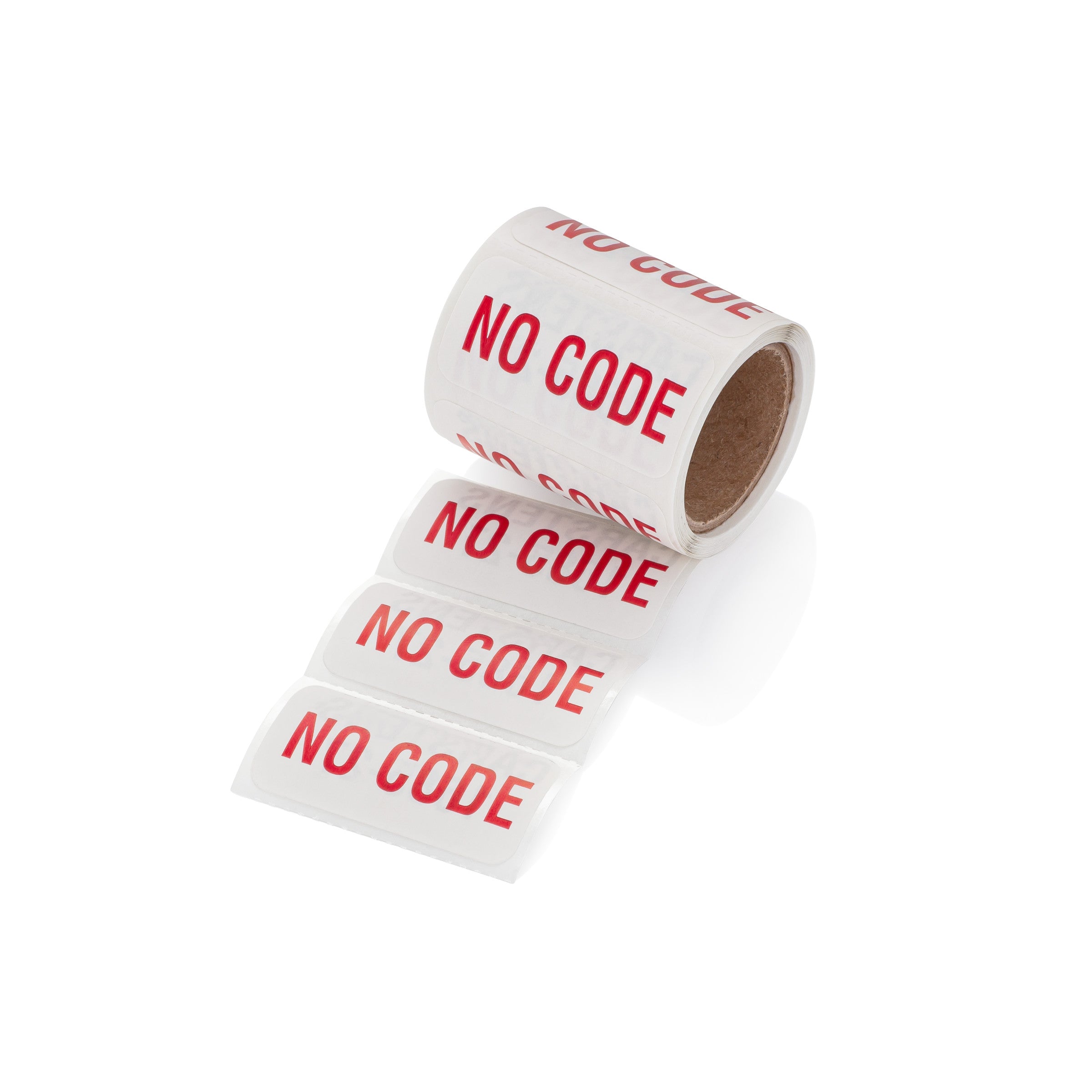 No Code Alert and Instruction Labels, White, W1.5" x H.75" (Roll of 100)