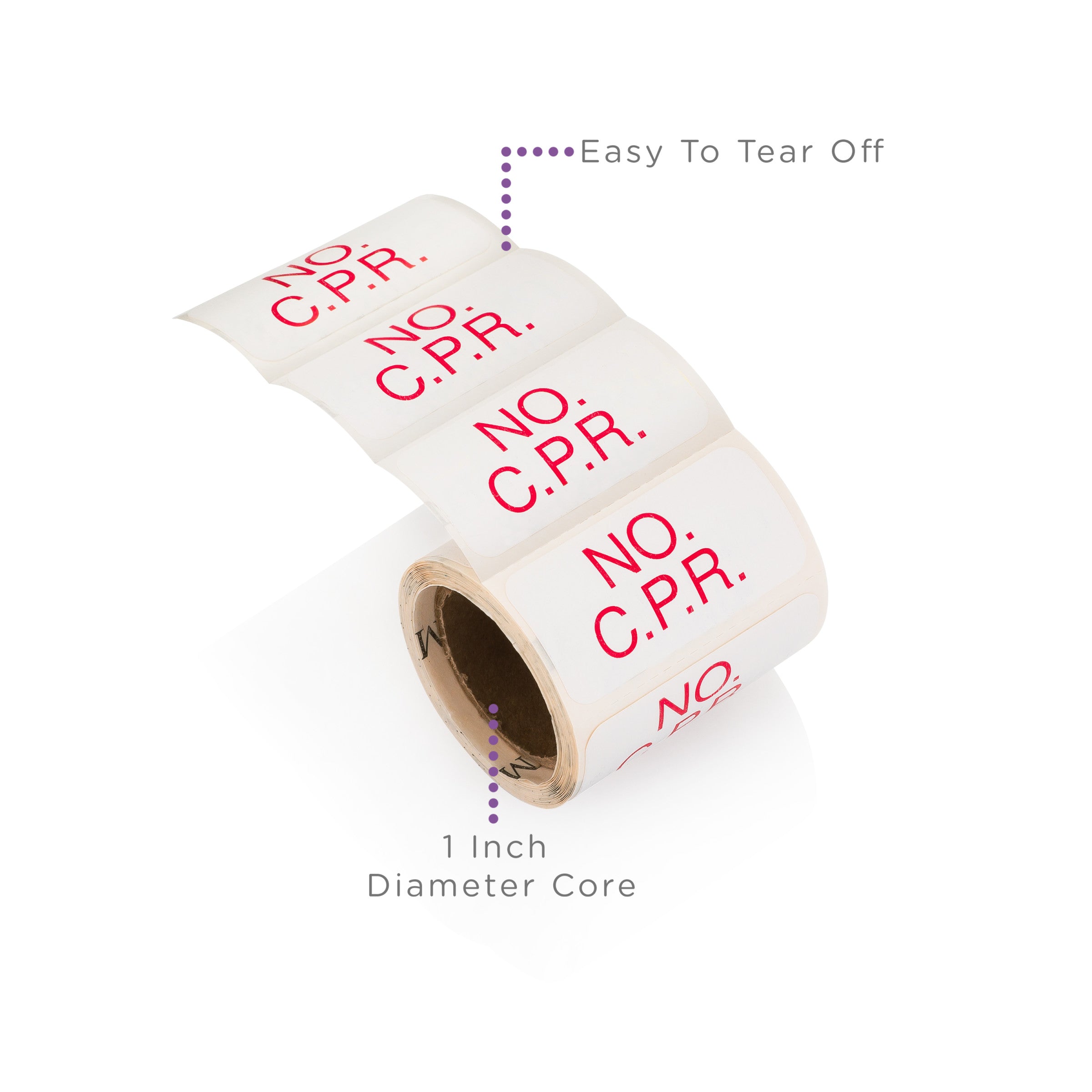 No CPR Alert and Instruction Labels, White, W1.5" x H.75" (Roll of 100)