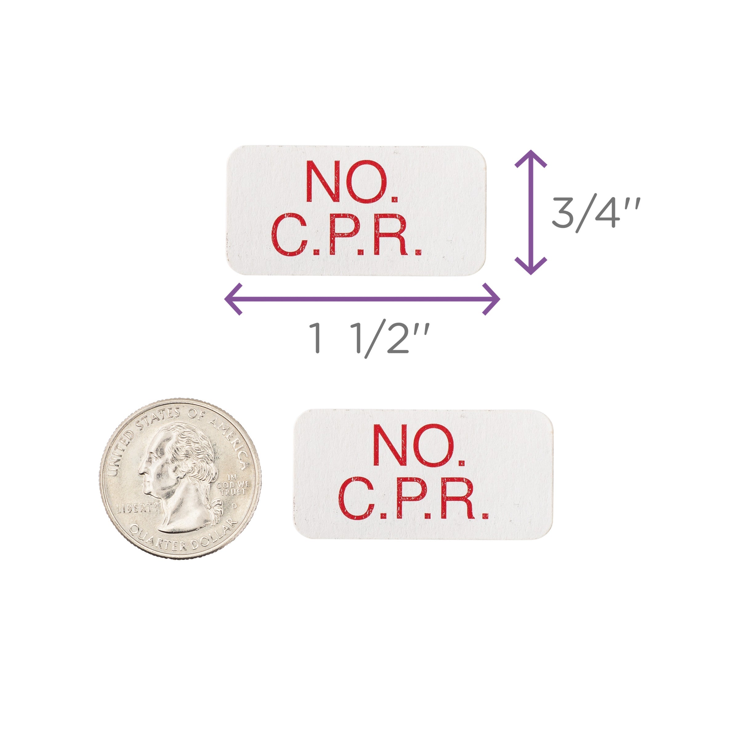 No CPR Alert and Instruction Labels, White, W1.5" x H.75" (Roll of 100)