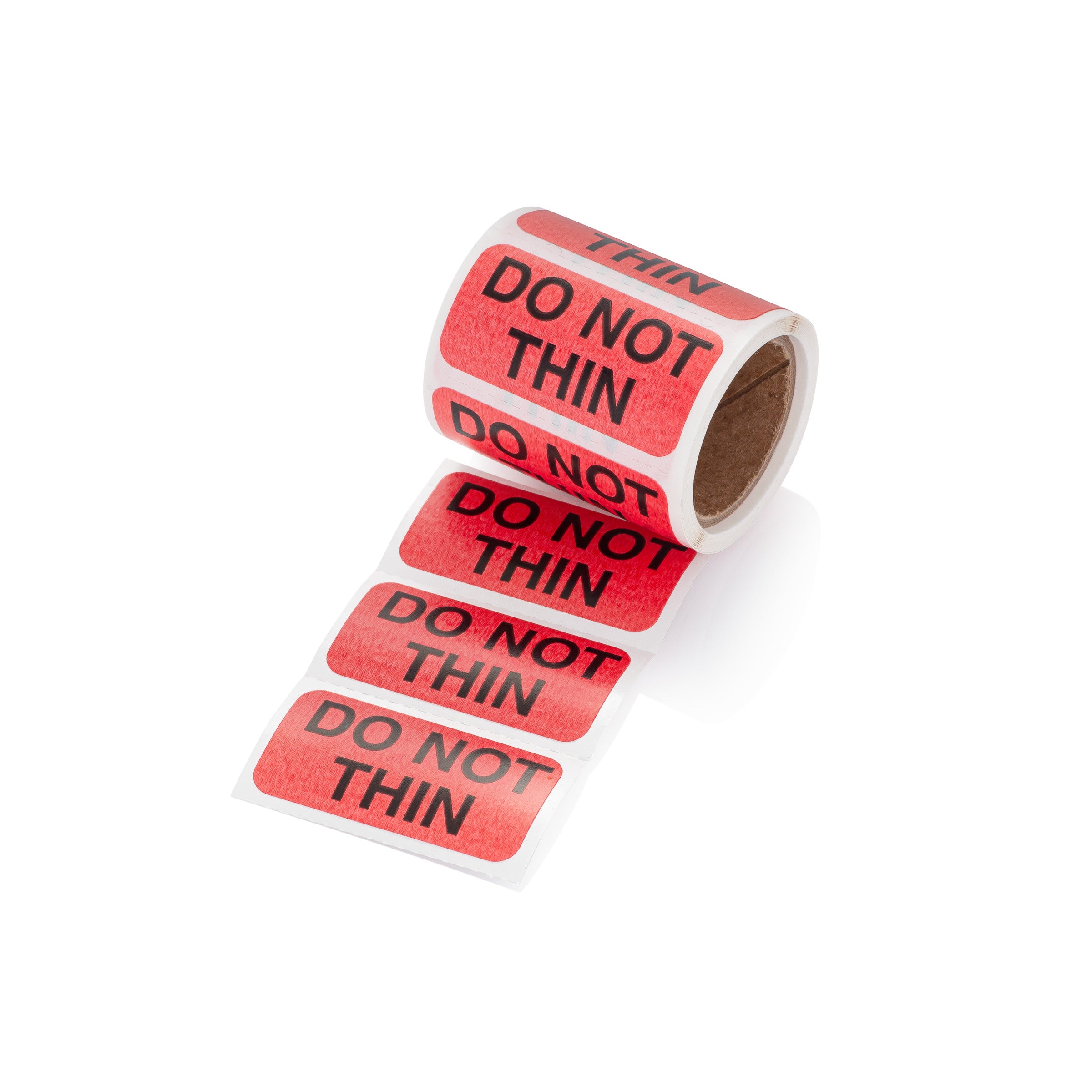 Do Not Thin Alert and Instruction Labels, Red, W1.5" x H.75" (Roll of 100)