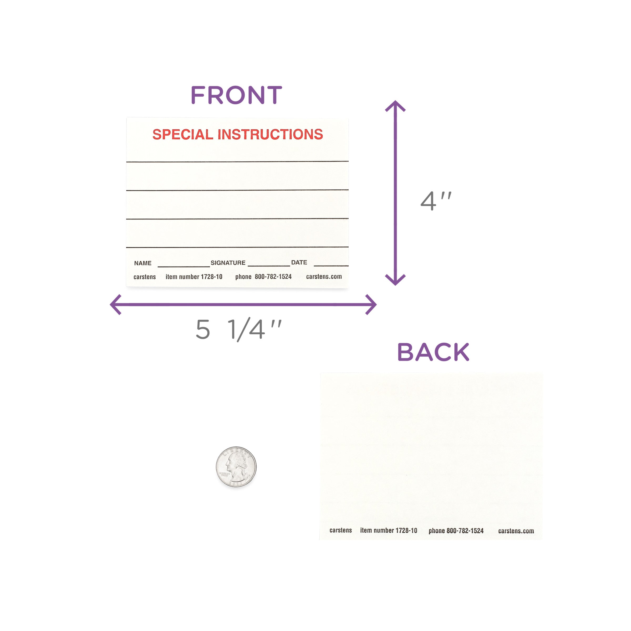 Special Instructions Card for Condition Alert Sheets, (100 pack)