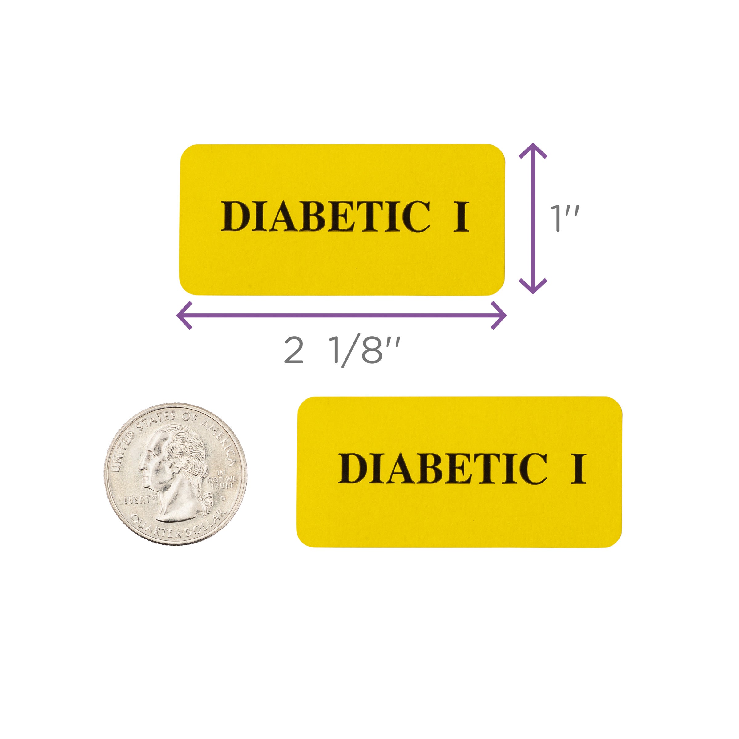 Diabetic I Alert and Instruction Labels, Yellow, W2.125" x H1" (Roll of 100)