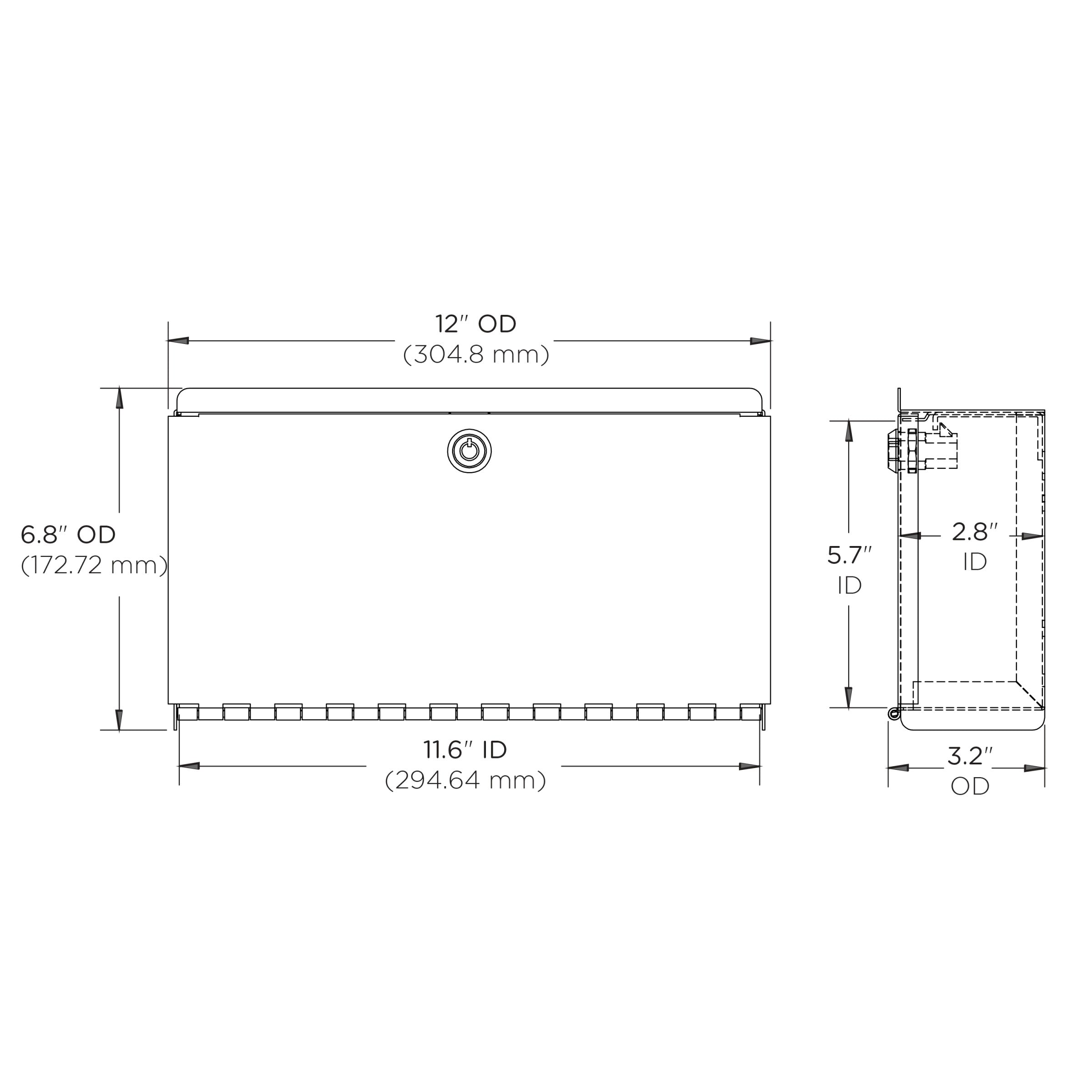 Lock Box for 4" Wall-Mounted Workstations, Key Lock