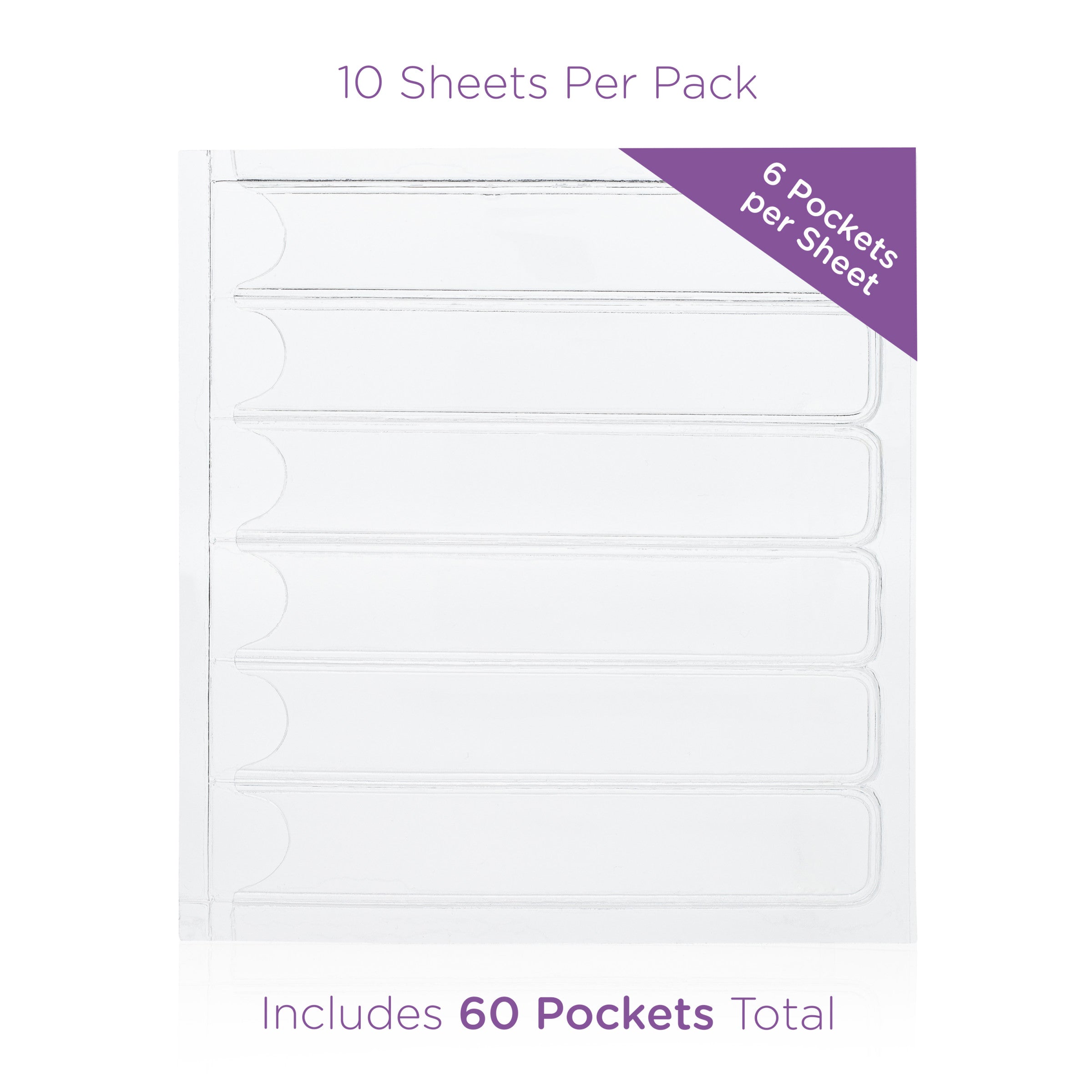 Adhesive I.D. Card Pockets for 1'' Ring Binders (60 Pack)