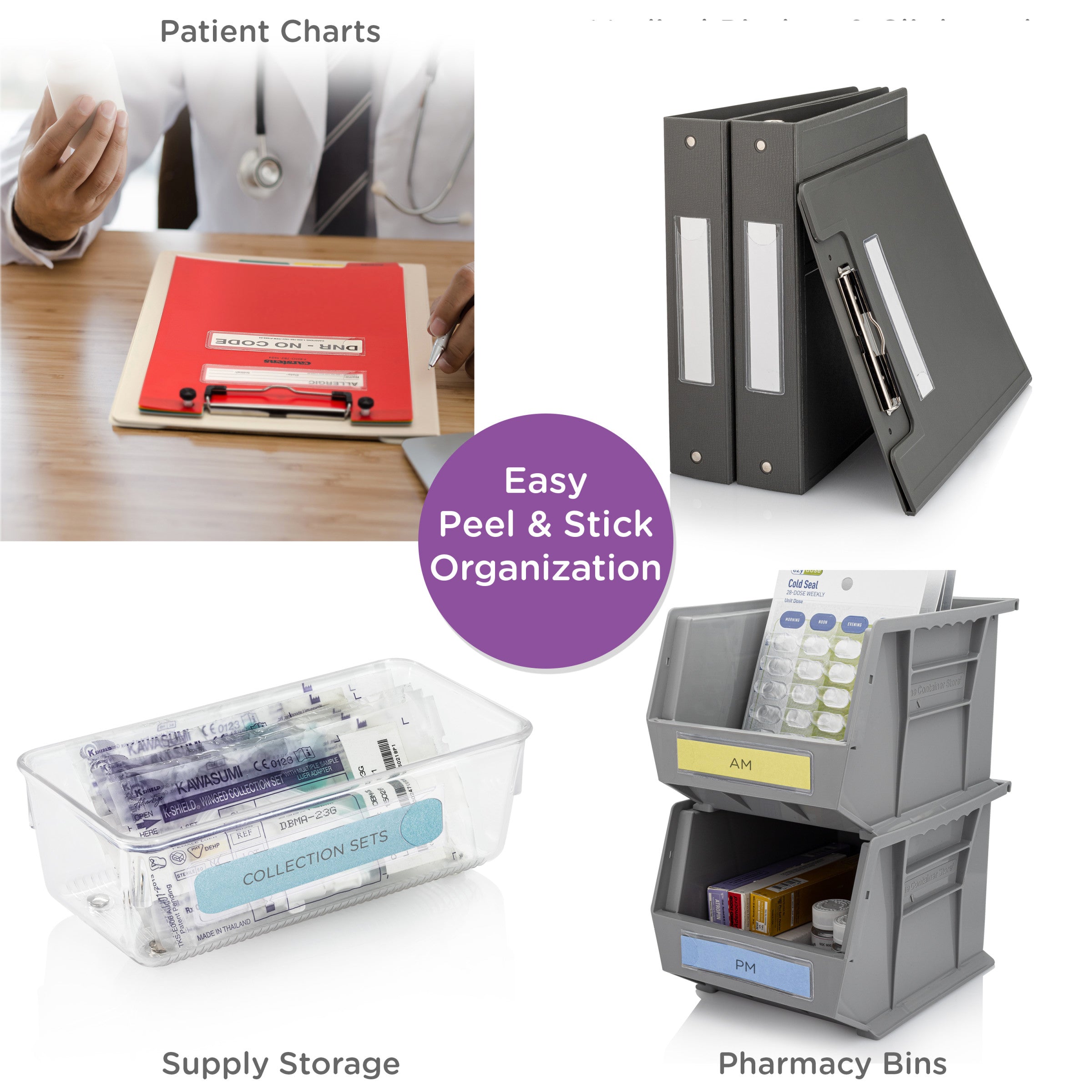 Adhesive I.D. Card Pockets for 1'' Ring Binders (60 Pack)