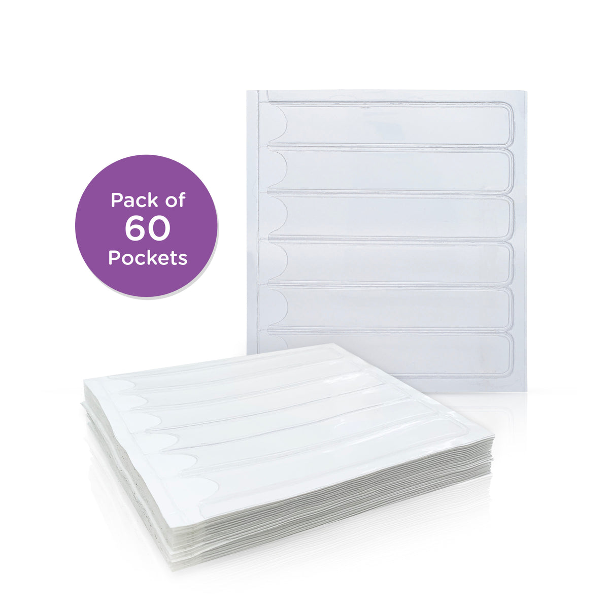 Self Adhesive Binder Spine Pockets, 60 Pack Carstens
