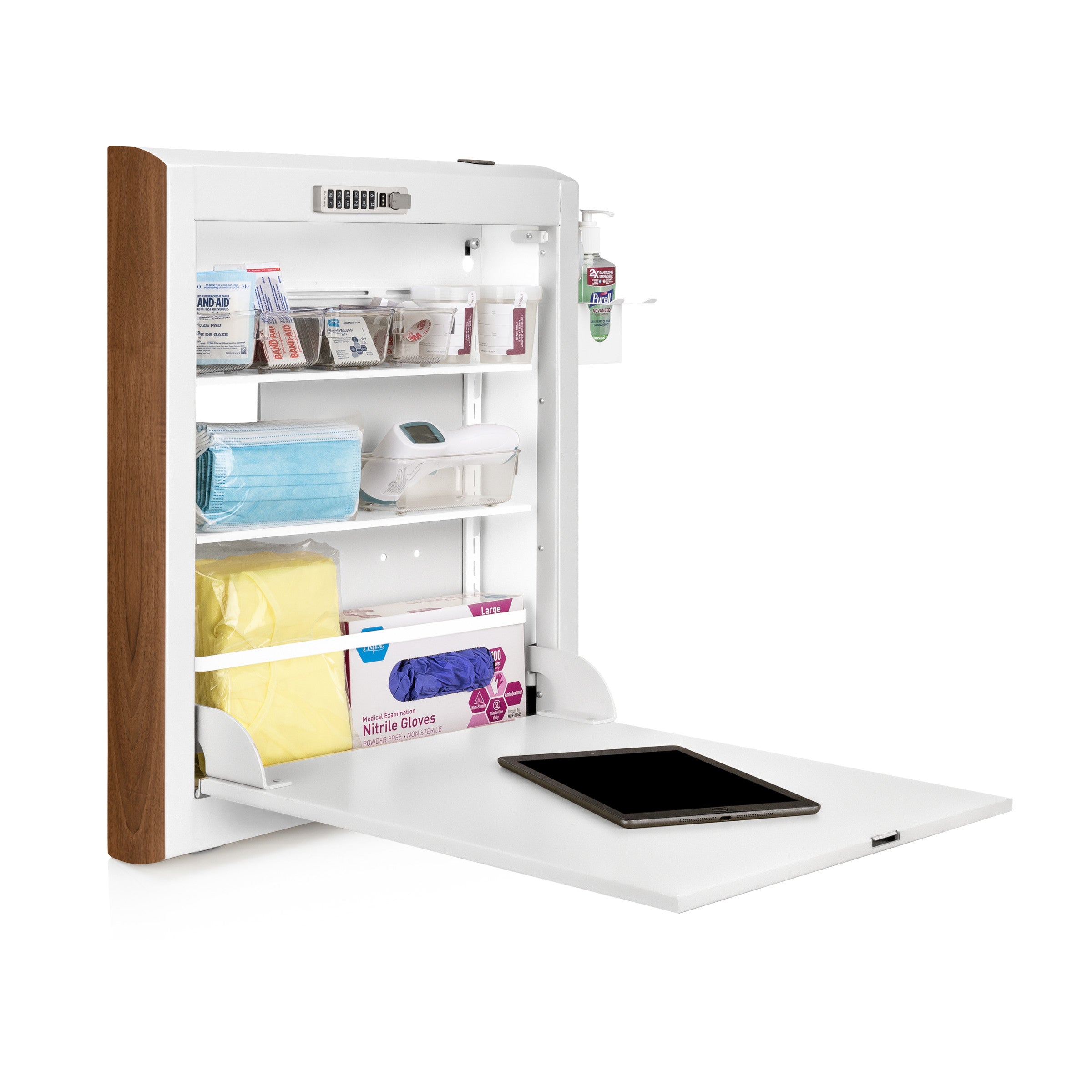 CarePod™ Narrow Wall-Mounted Workstations, 4" Depth, Powder White
