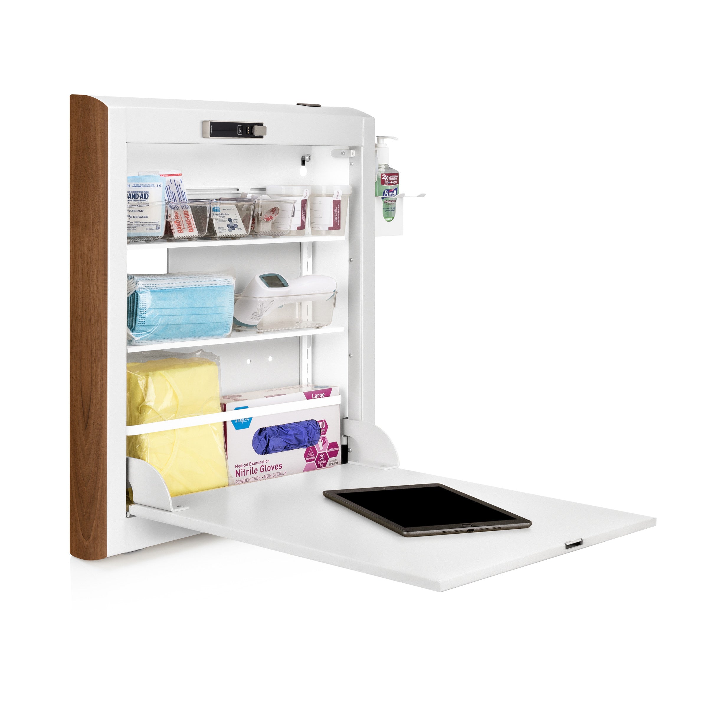 CarePod™ Narrow Wall-Mounted Workstations, 4" Depth, Powder White