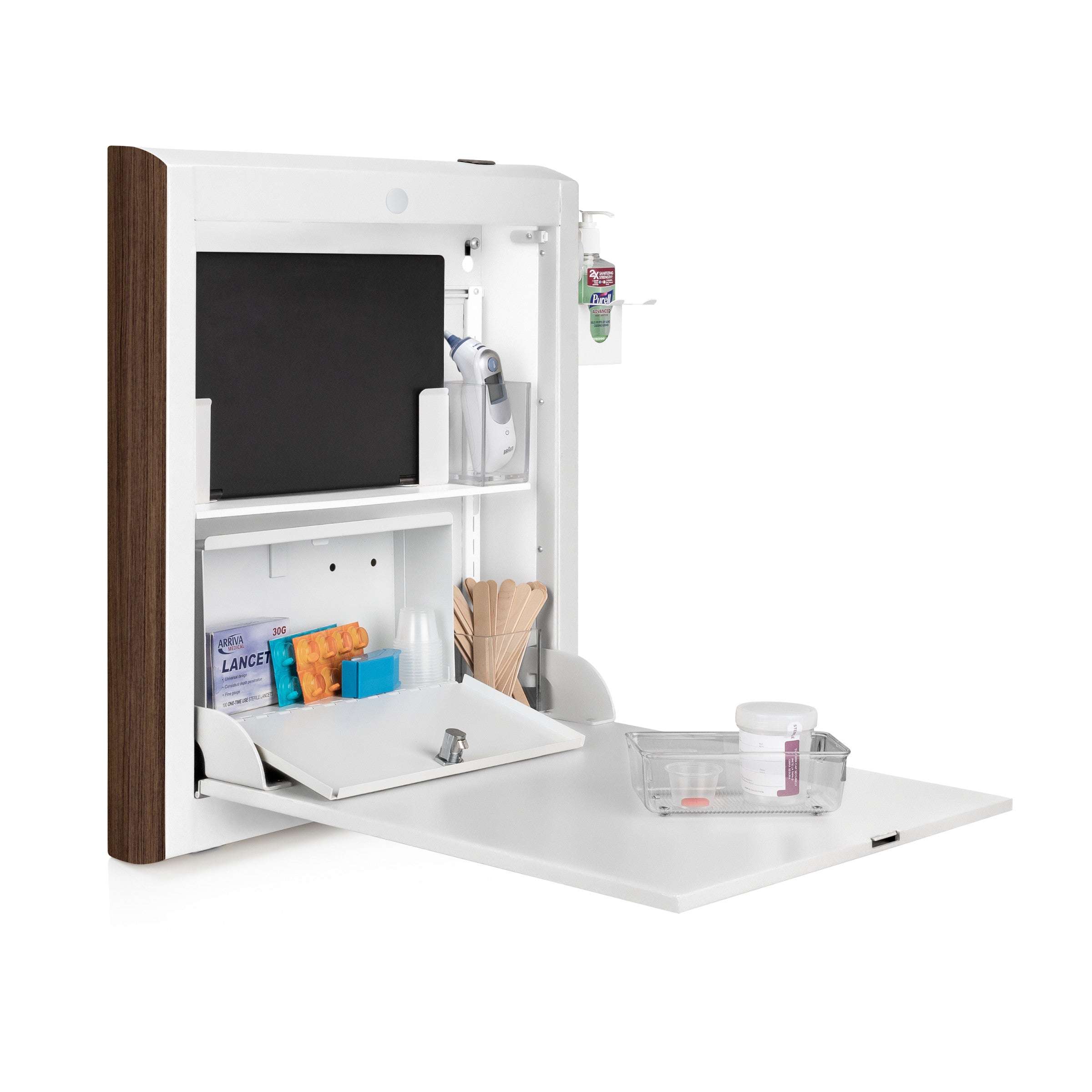 CarePod™ Narrow Wall-Mounted Workstations, 4" Depth, Powder White