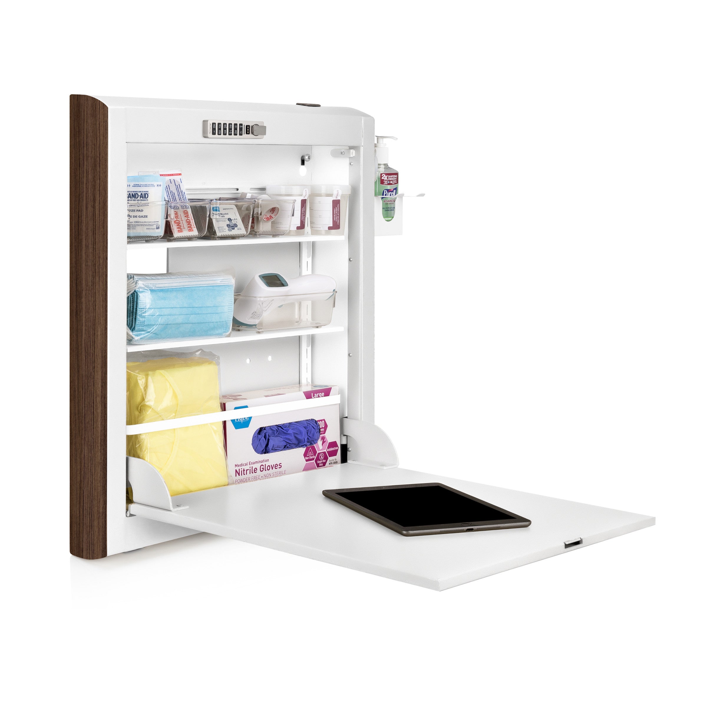 CarePod™ Narrow Wall-Mounted Workstations, 4" Depth, Powder White