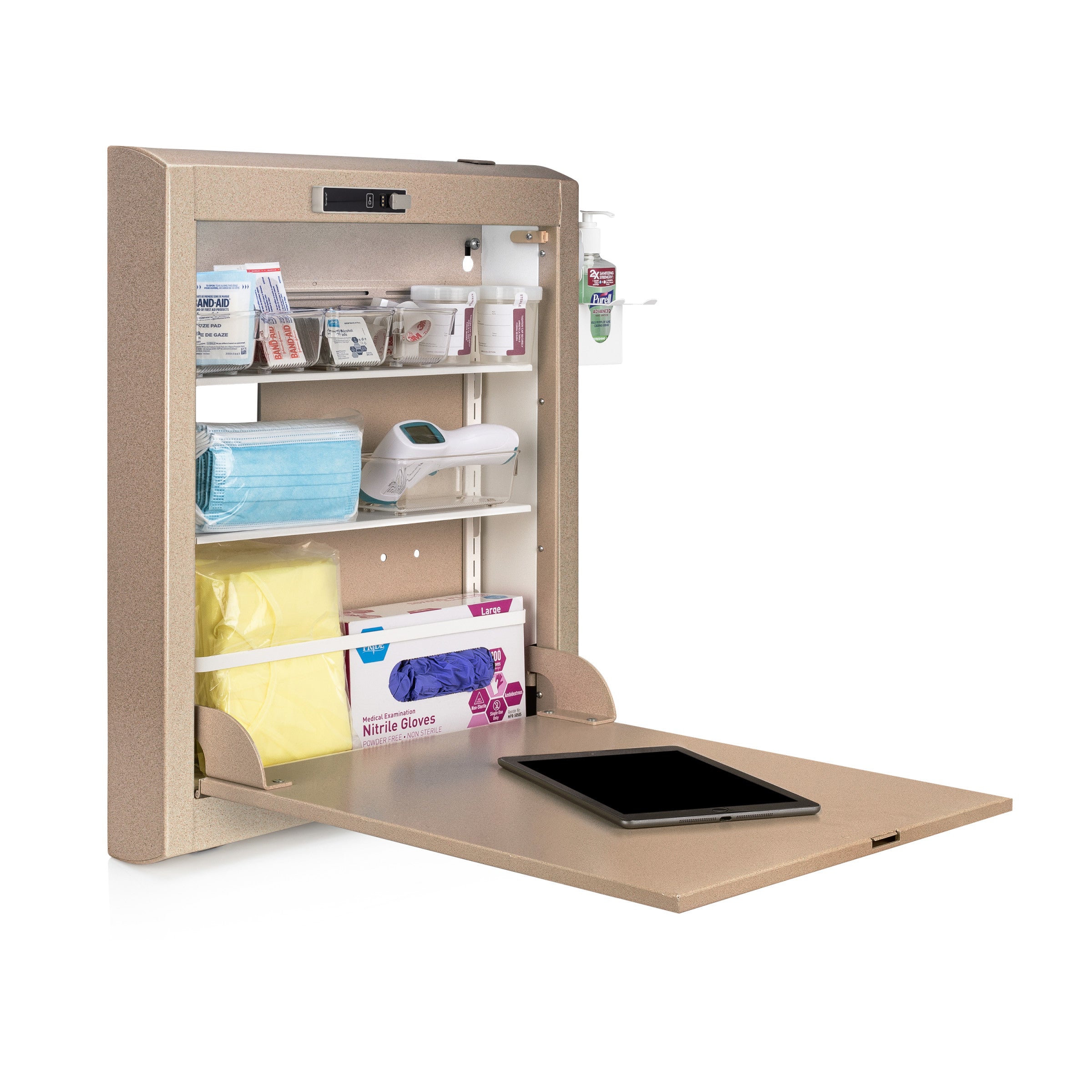 CarePod™ Narrow Wall-Mounted Workstations, 4" Depth, Sandstone