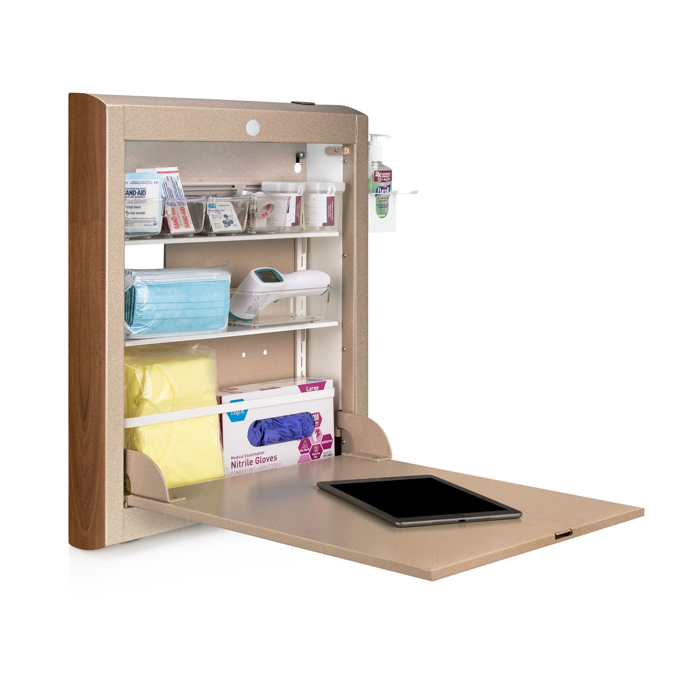 CarePod™ Narrow Wall-Mounted Workstations, 4" Depth, Sandstone