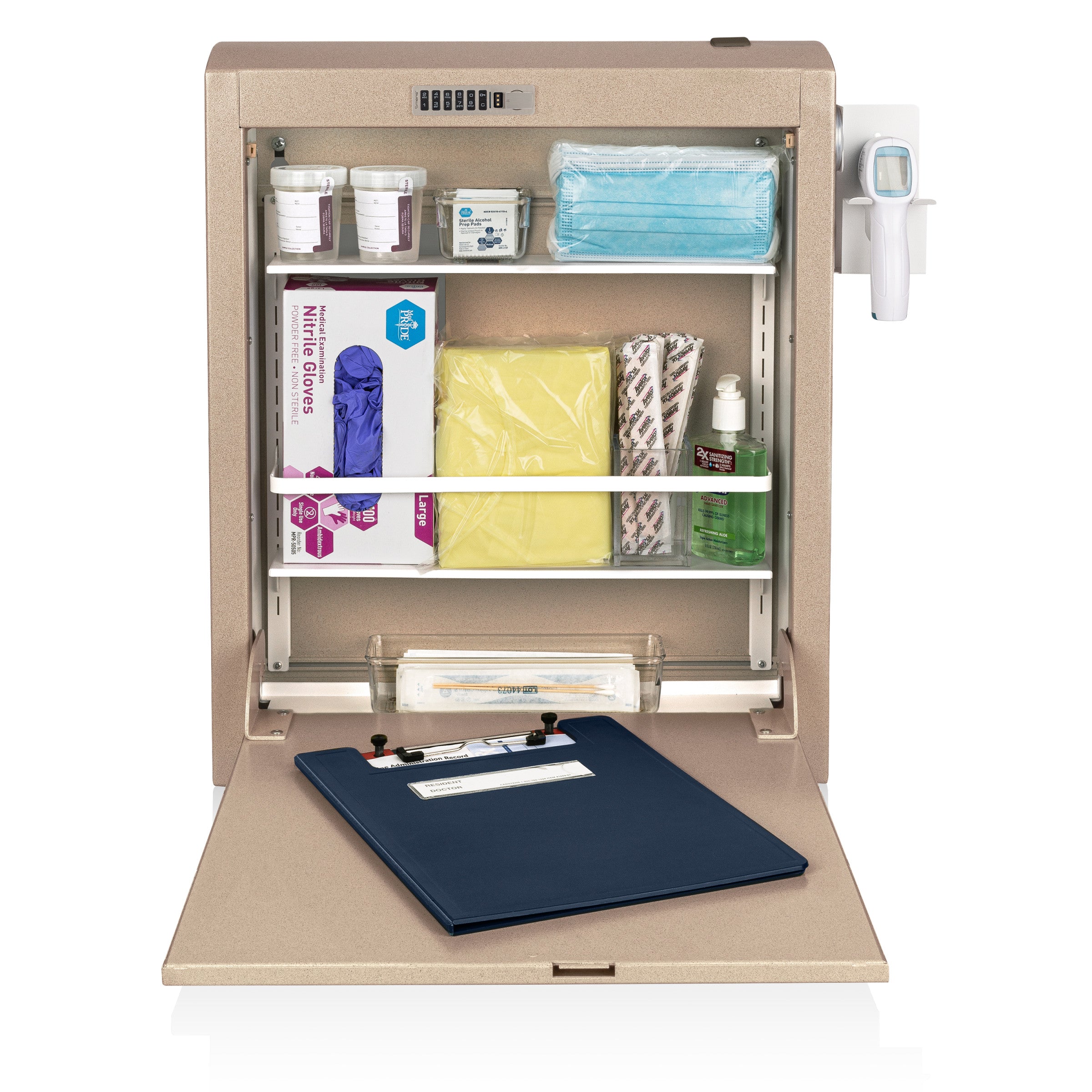 CarePod™ Narrow Wall-Mounted Workstations, 4" Depth, Sandstone