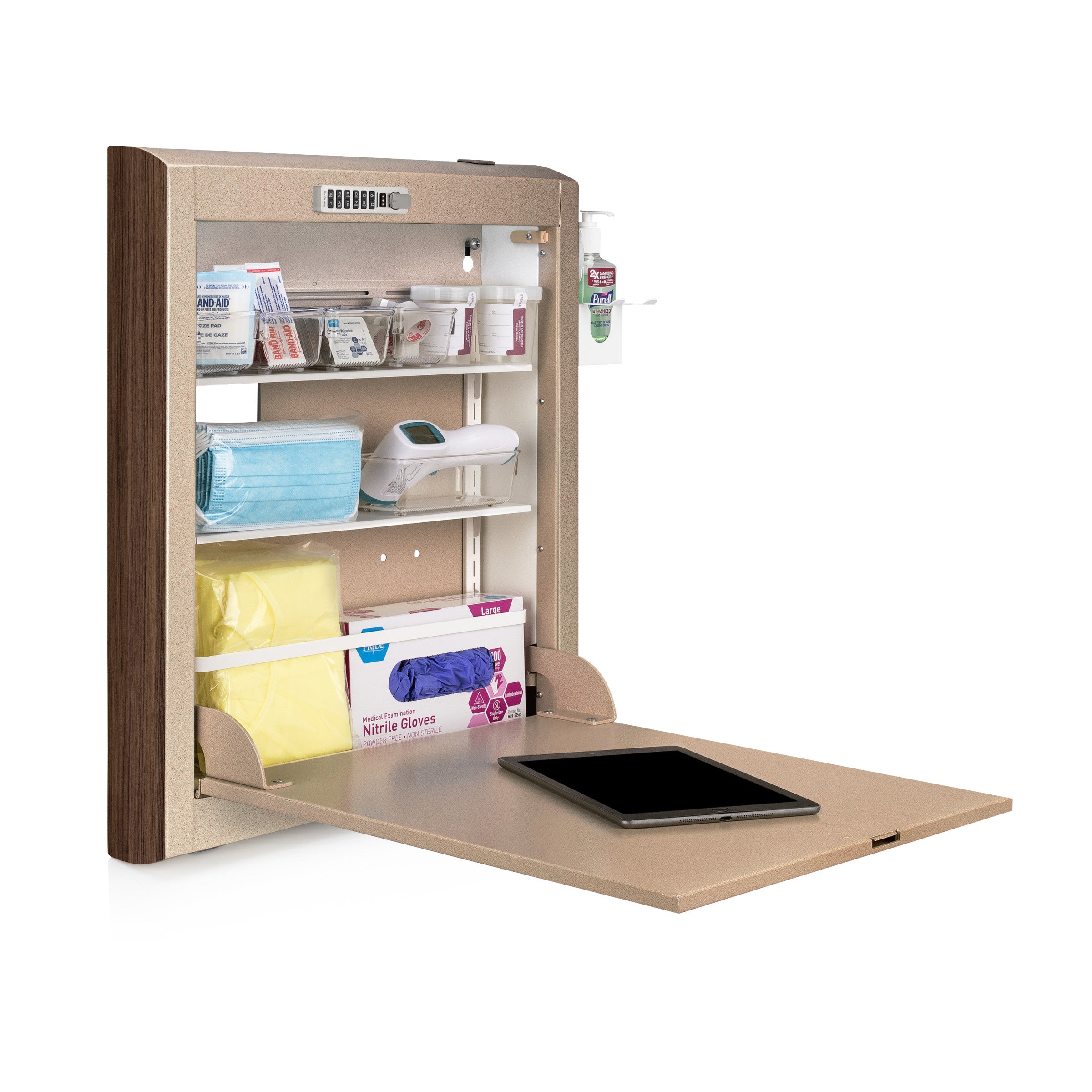 CarePod™ Narrow Wall-Mounted Workstations, 4" Depth, Sandstone