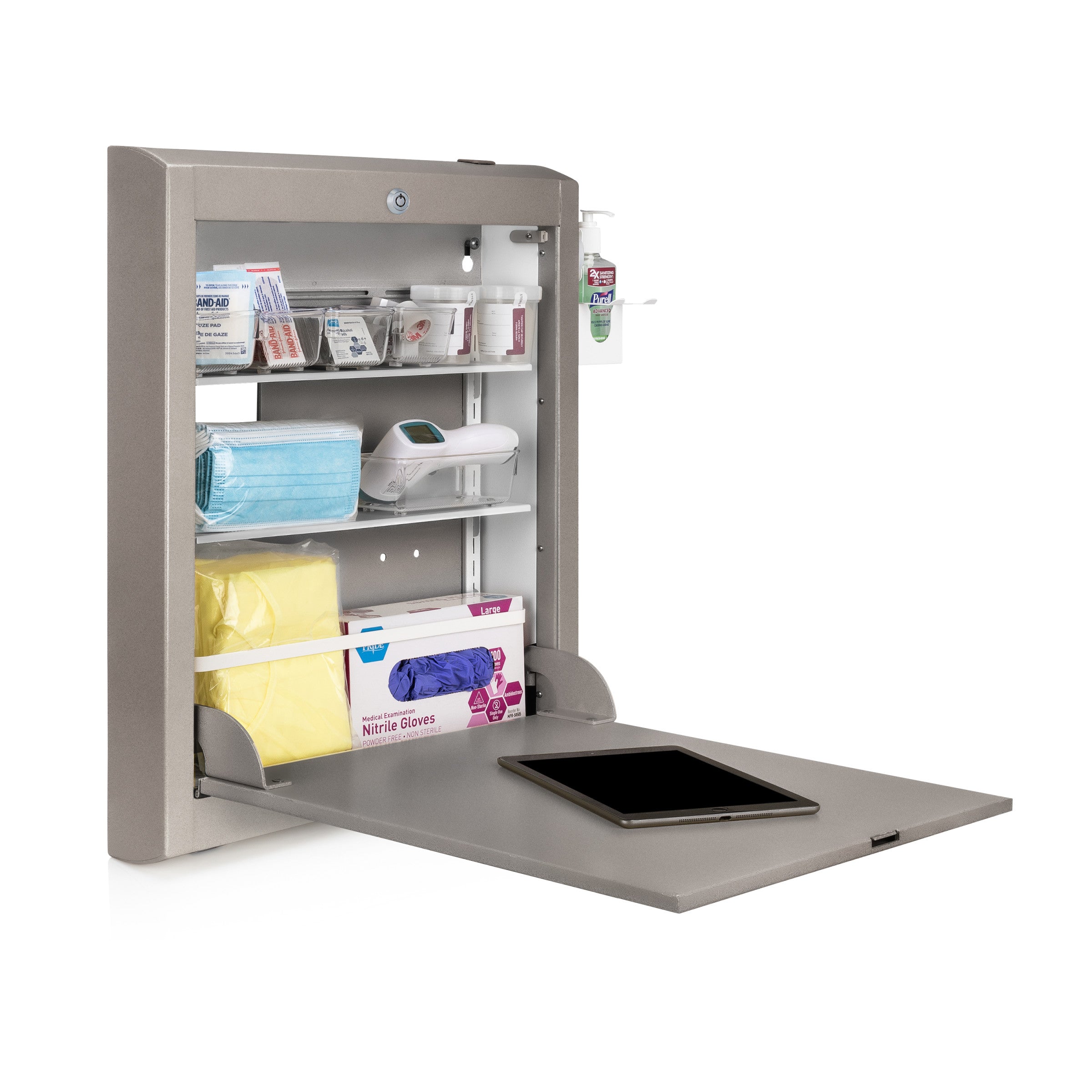 CarePod™ Narrow Wall-Mounted Workstations, 4" Depth, River Rock