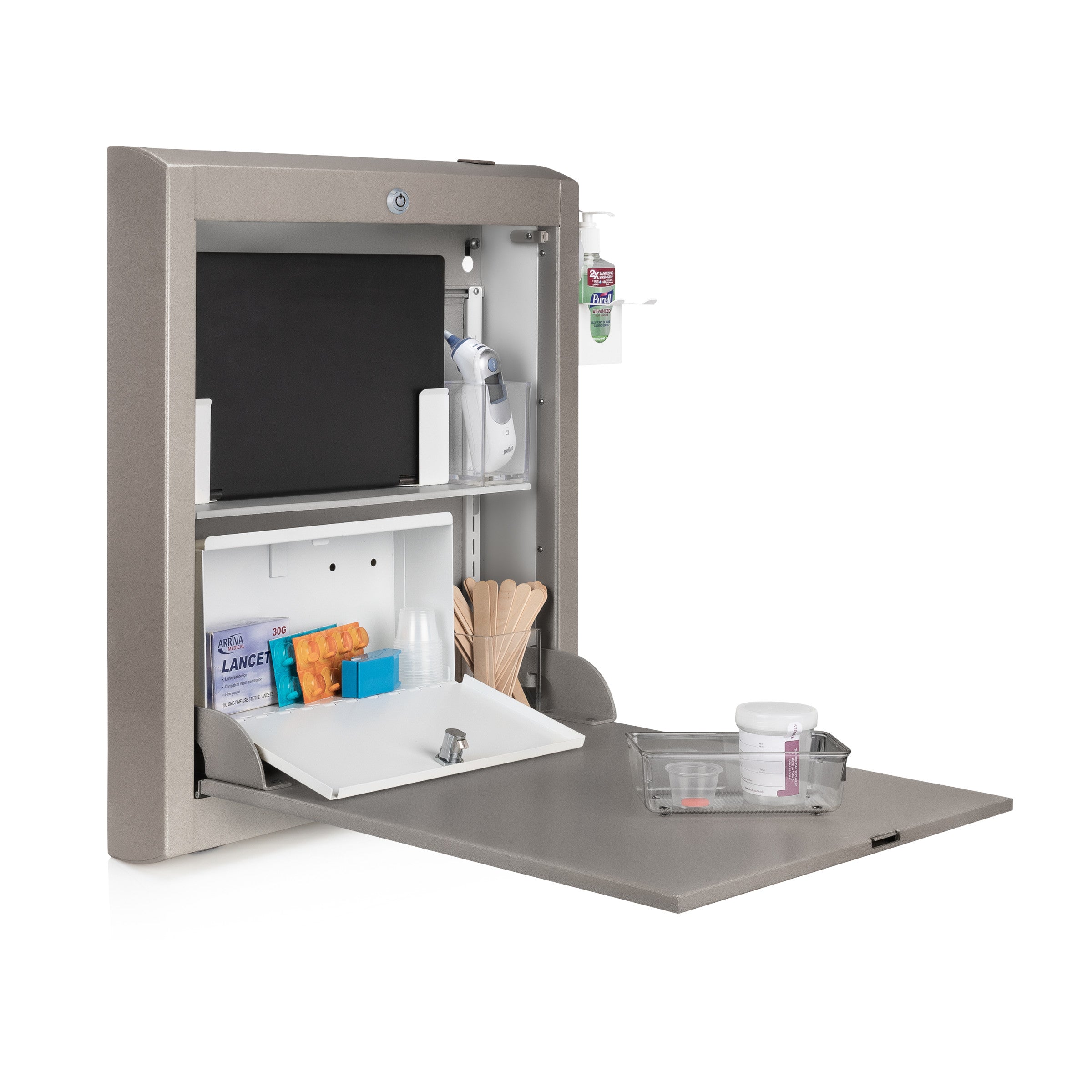 CarePod™ Narrow Wall-Mounted Workstations, 4" Depth, River Rock
