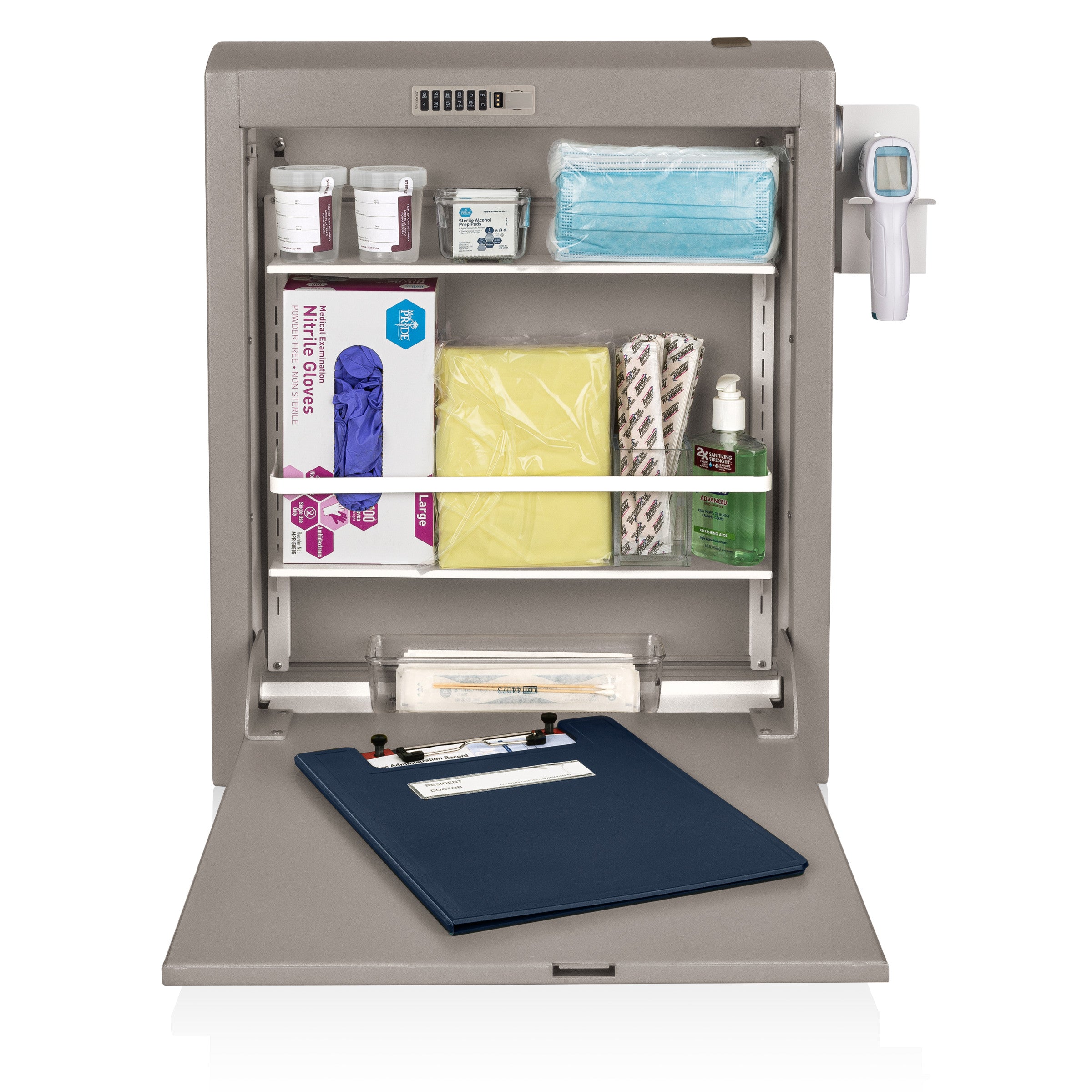 CarePod™ Narrow Wall-Mounted Workstations, 4" Depth, River Rock