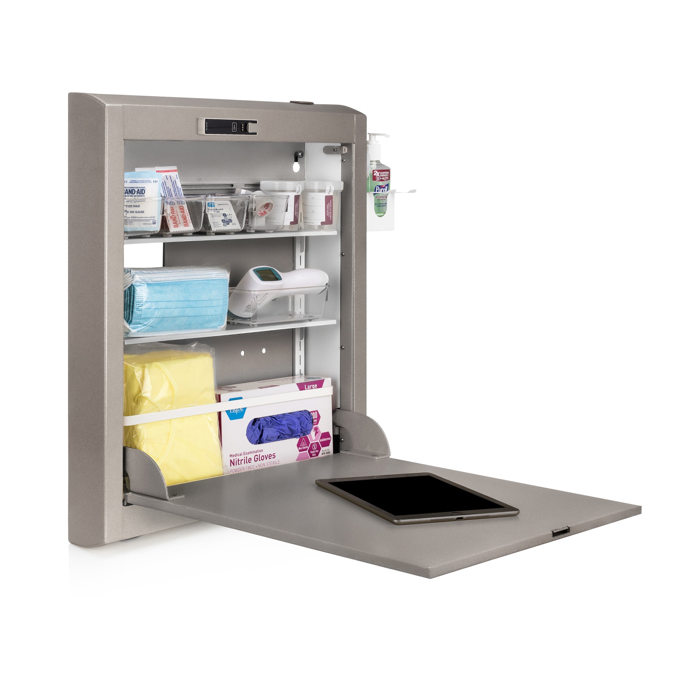 CarePod™ Narrow Wall-Mounted Workstations, 4" Depth, River Rock