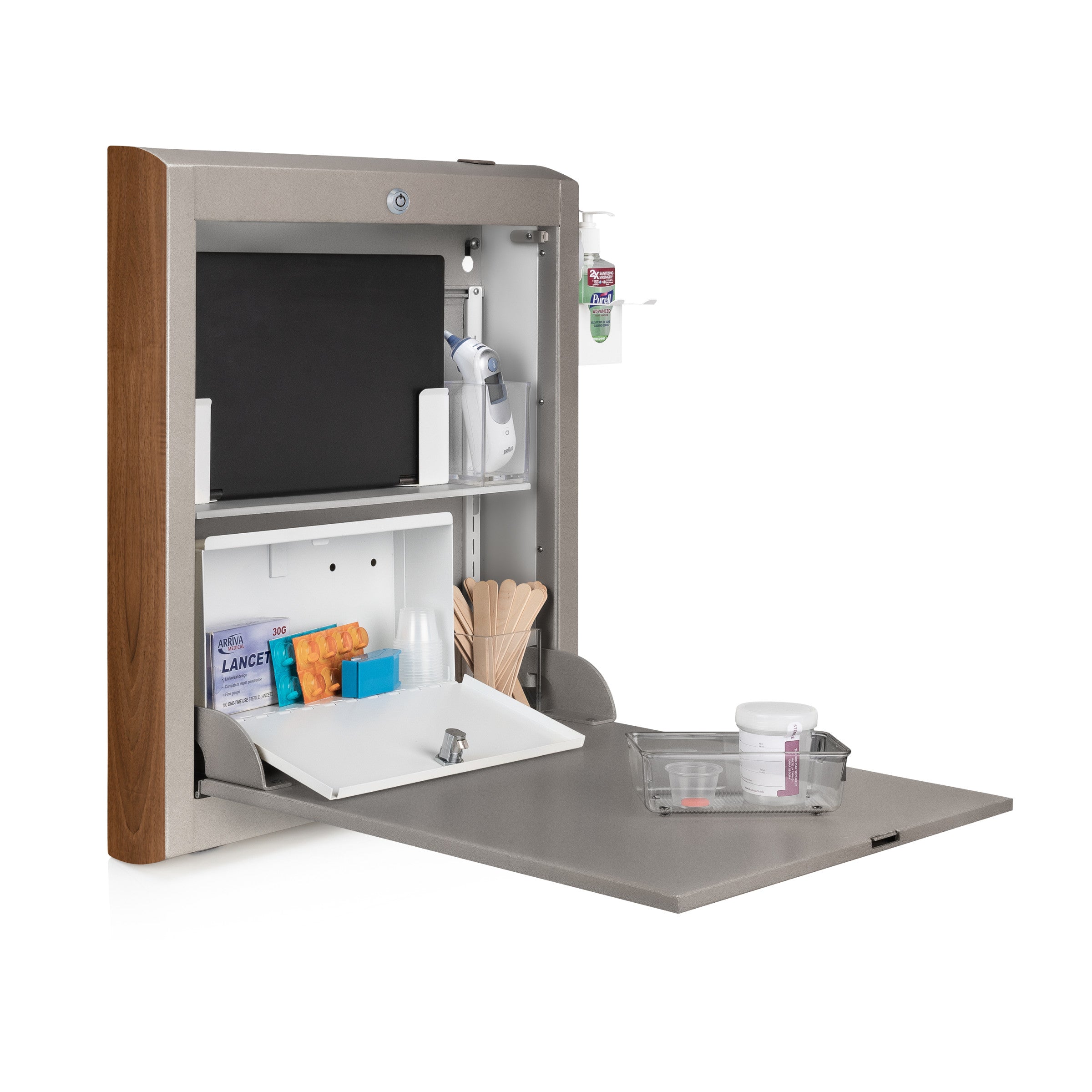 CarePod™ Narrow Wall-Mounted Workstations, 4" Depth, River Rock