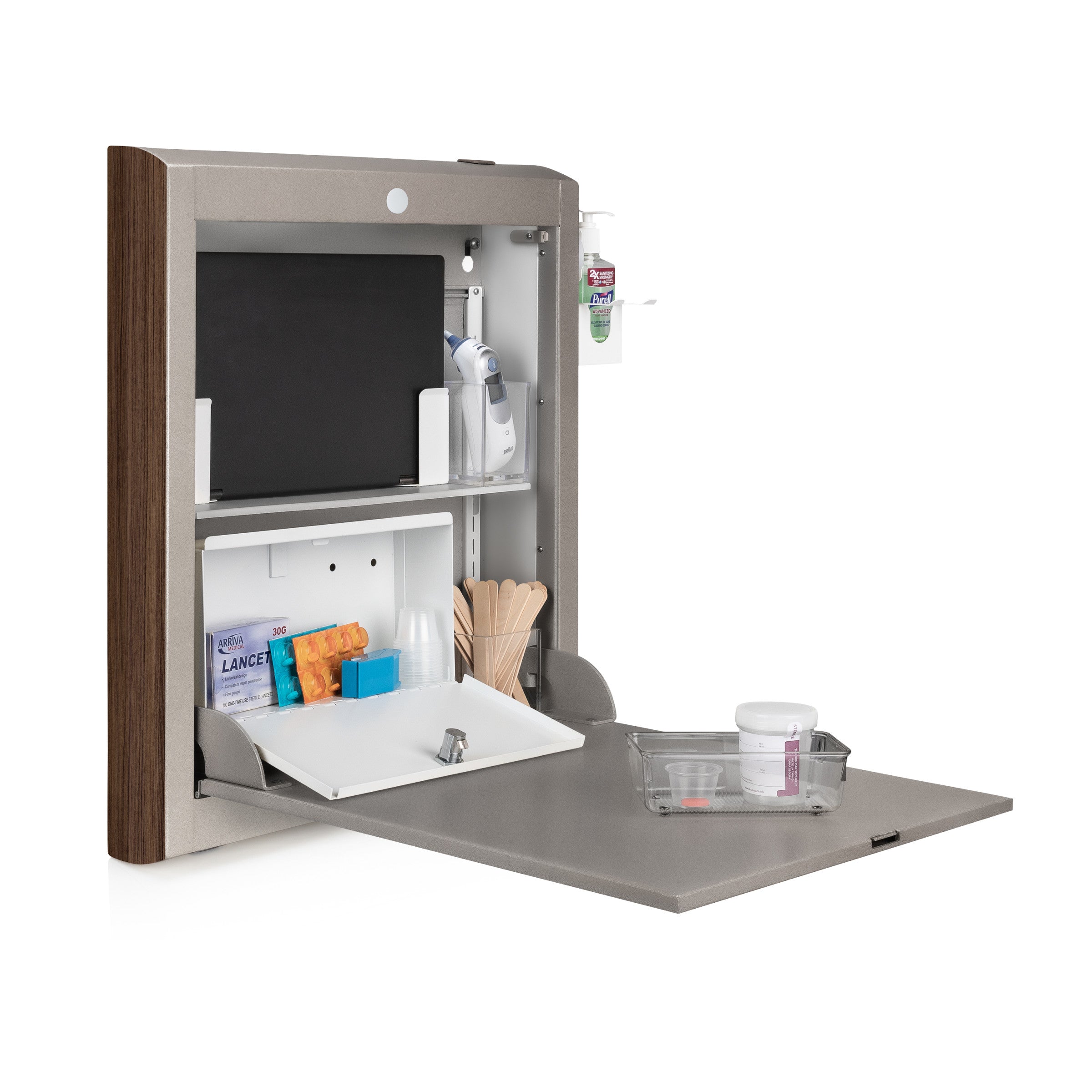 CarePod™ Narrow Wall-Mounted Workstations, 4" Depth, River Rock