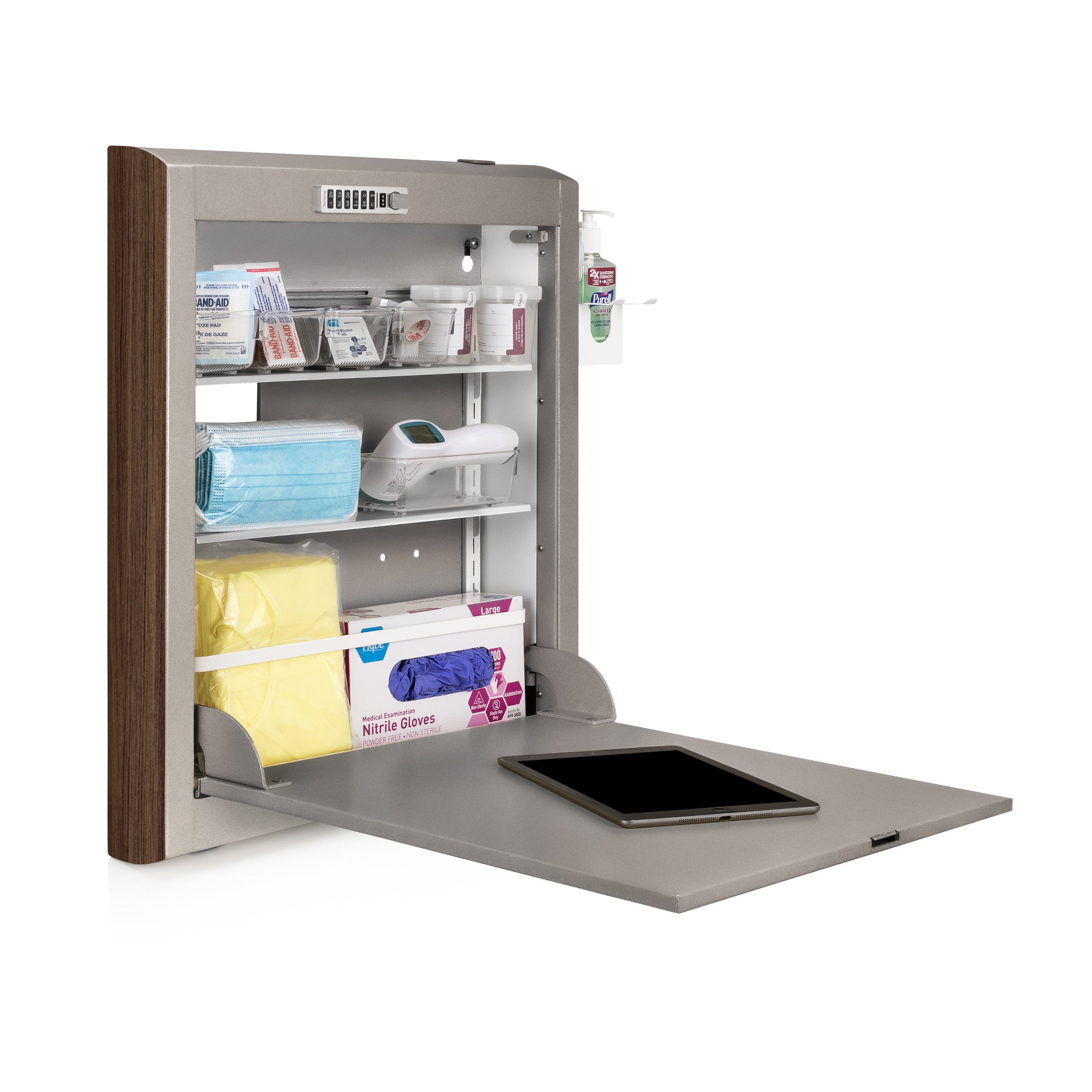 CarePod™ Narrow Wall-Mounted Workstations, 4" Depth, River Rock