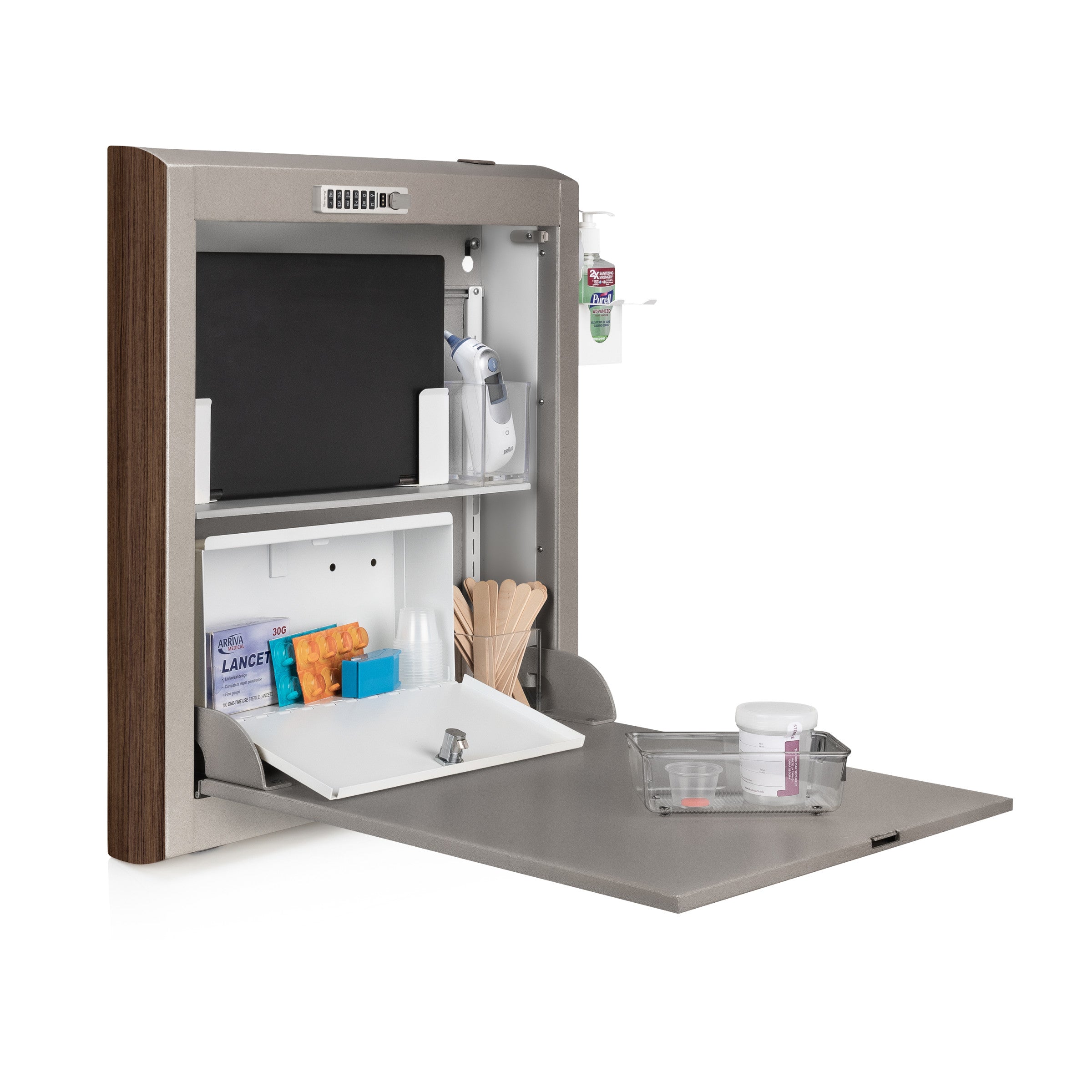 CarePod™ Narrow Wall-Mounted Workstations, 4" Depth, River Rock